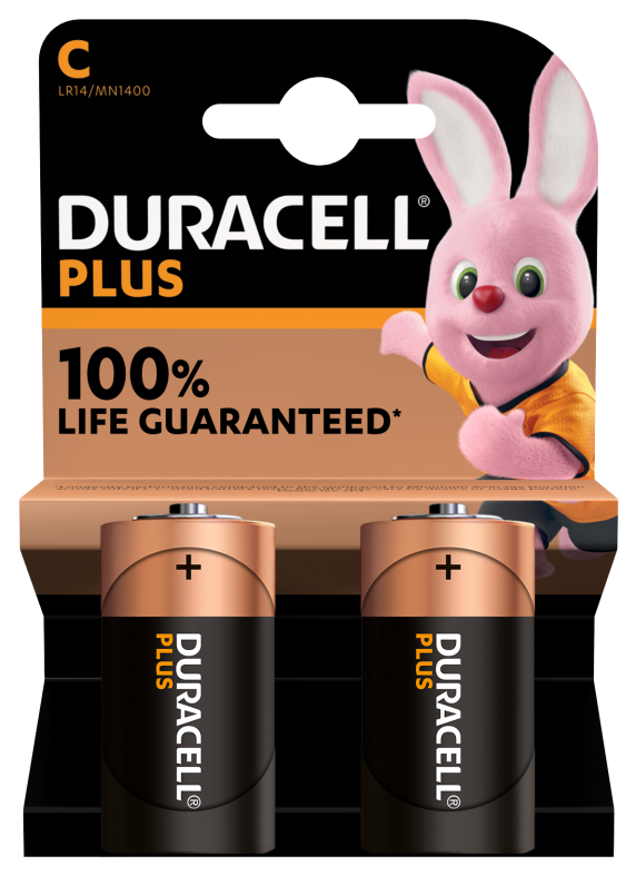 Duracell - nuovo plus 100 c, batterie mezzatorcia alcaline, confezione da 2 - 