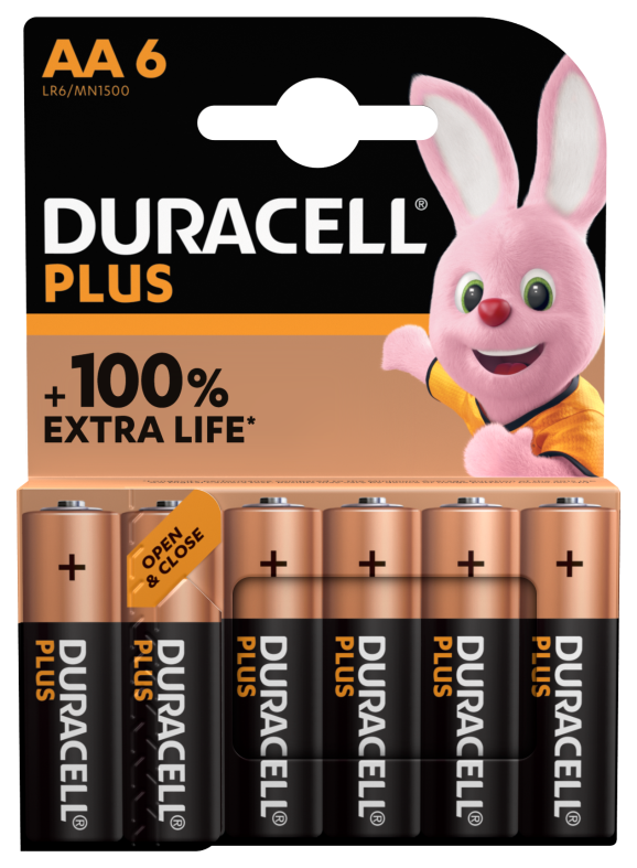 Duracell - nuovo plus 100 aa, batterie stilo alcaline, confezione da 6 - 