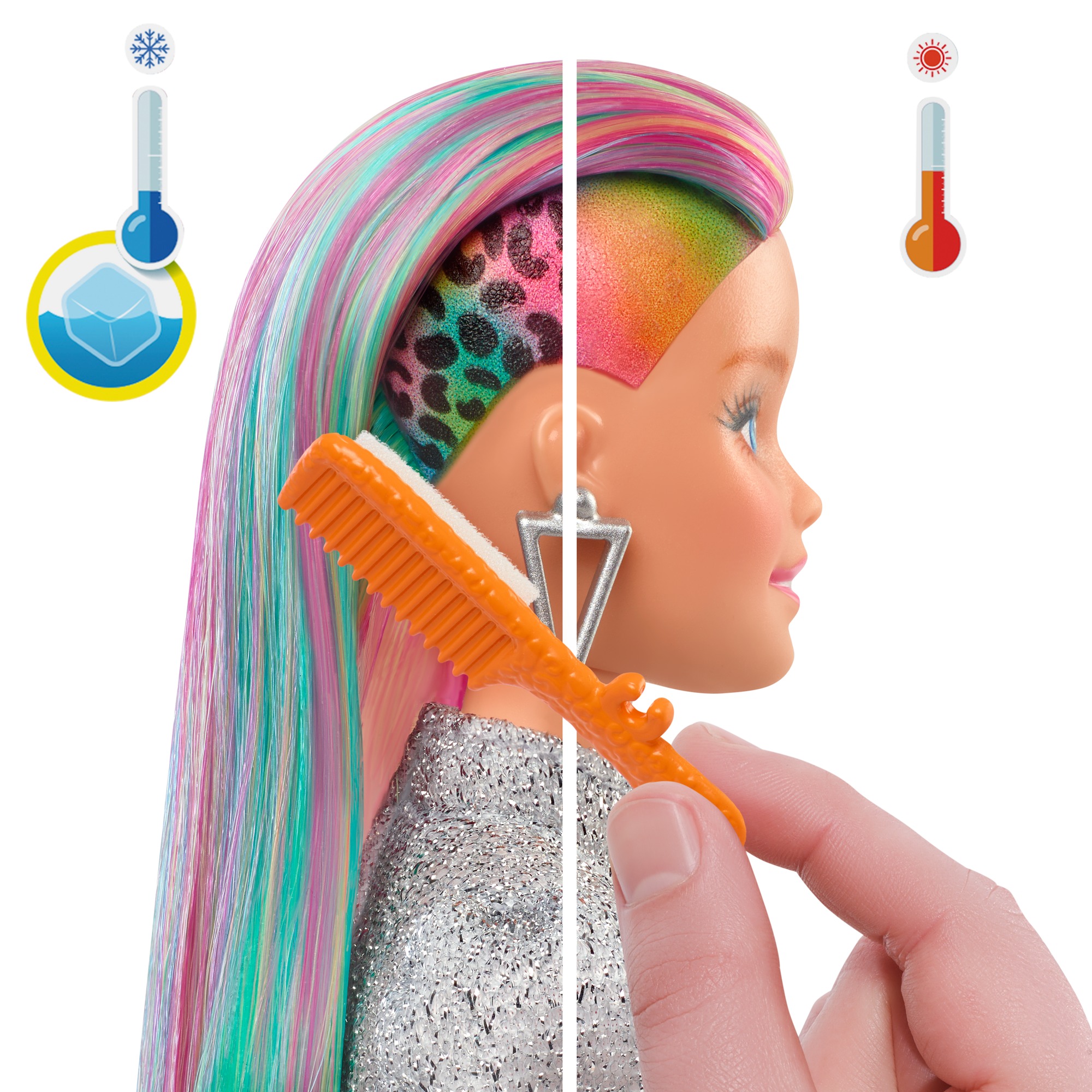 ​barbie - capelli multicolor con funzione cambia colore e 16 accessori inclusi, per bambini 3+ anni - Barbie