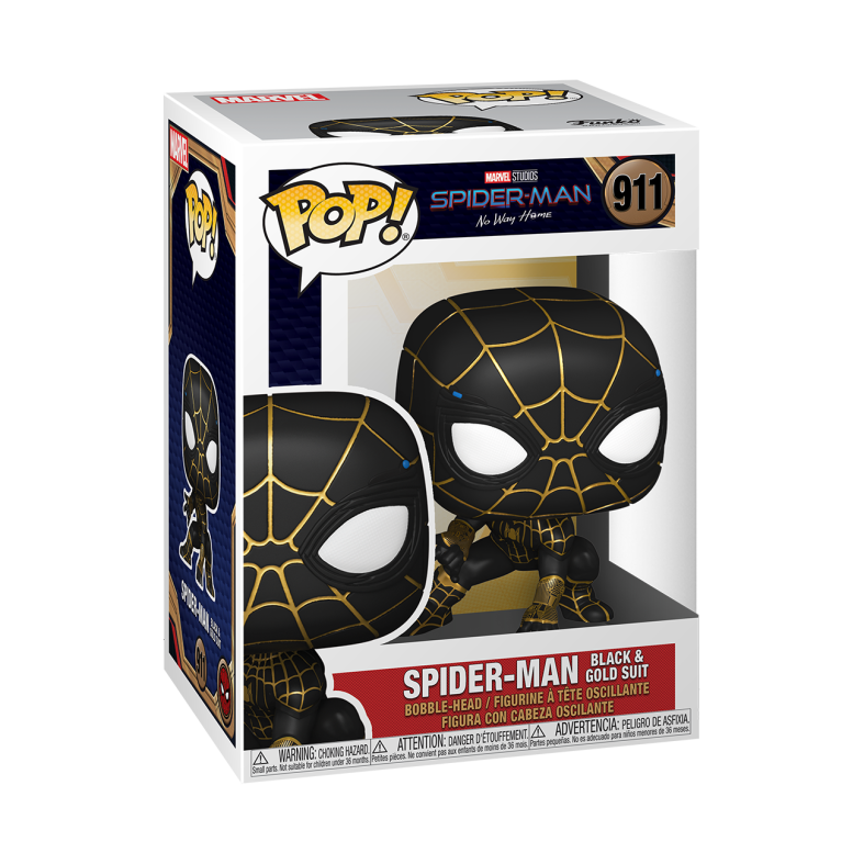 Pop marvel: spider-man - no way home - spider-man (tuta nera e oro) - Funko, MARVEL, Spiderman