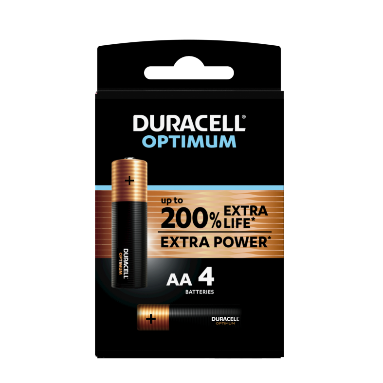 Duracell - nuovo optimum aa, batterie stilo alcaline, confezione da 4 - 