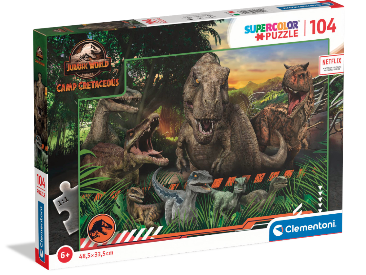 Jurassic world camp cretaceous - 104 pezzi - supercolor puzzle - CLEMENTONI, Jurassic World