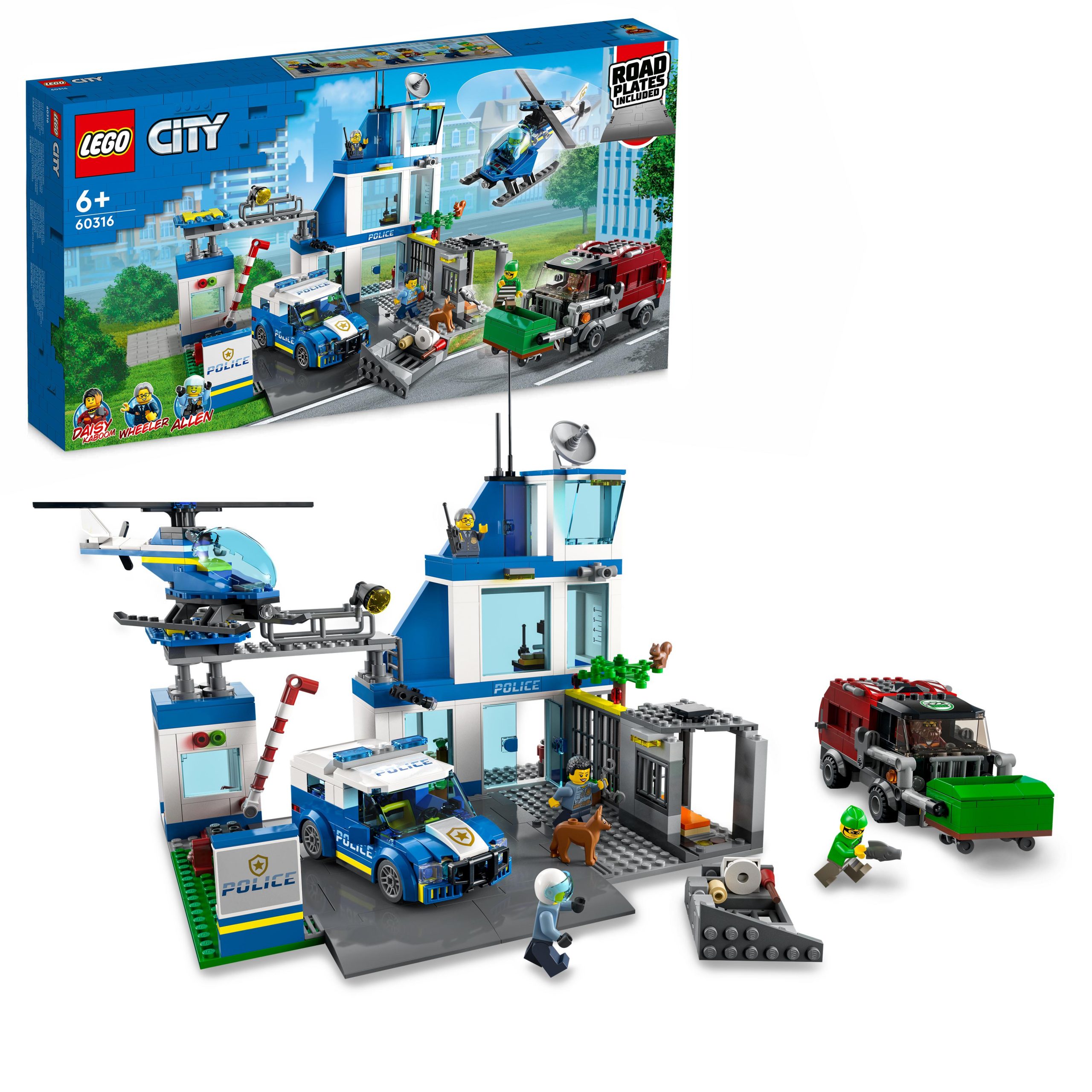 Lego city police stazione di polizia, con camion della spazzatura ed  elicottero giocattolo, per bambini di 6+ anni, 60316 - Toys Center