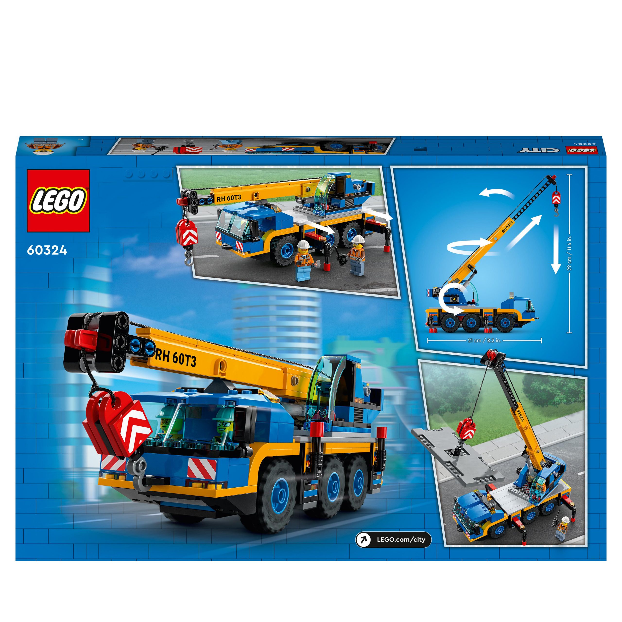 Lego city great vehicles gru mobile, veicoli da cantiere, camion giocattolo, giochi per bambini dai 7 anni in su, 60324 - LEGO CITY, Lego