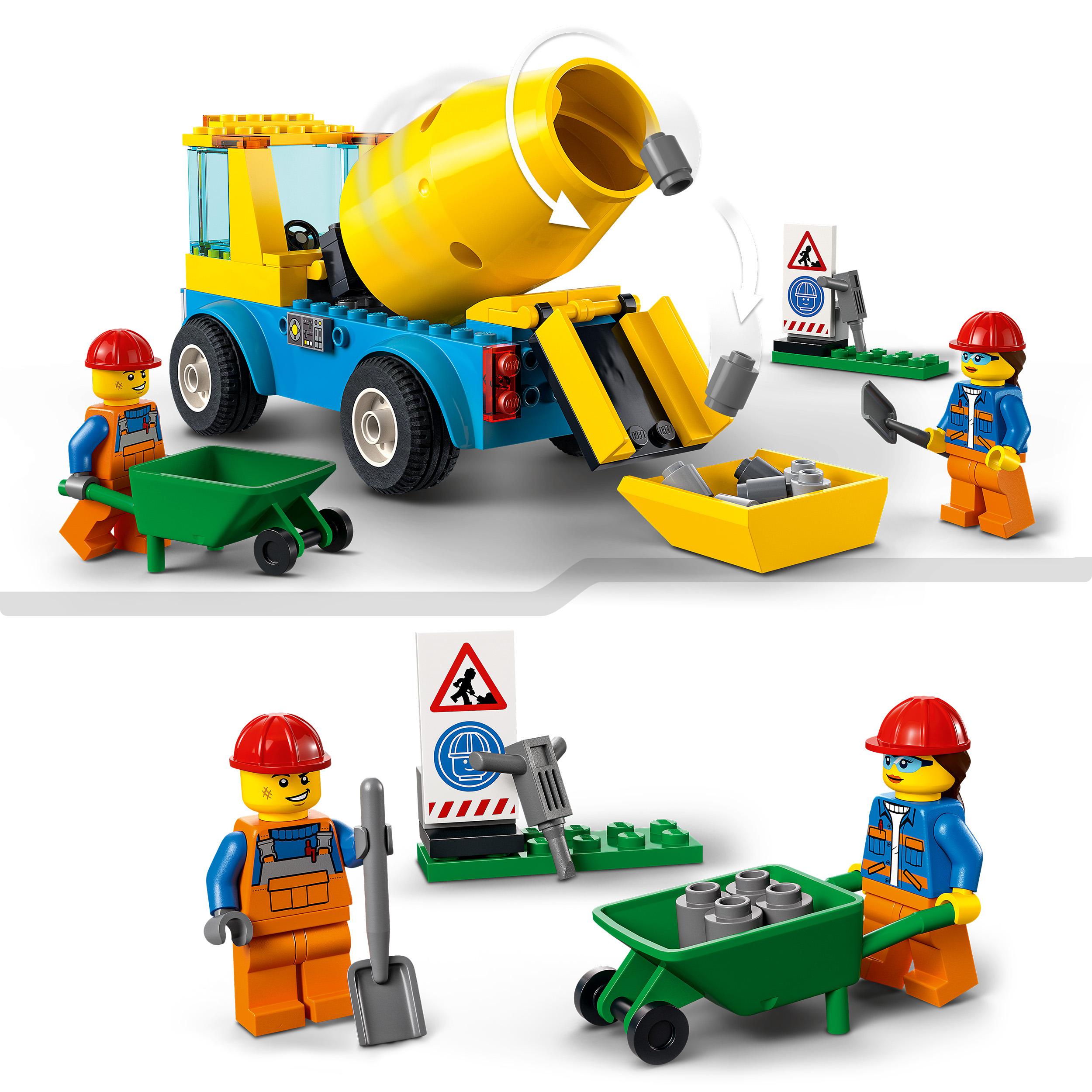 Lego city great vehicles autobetoniera, camion giocattolo, giochi per bambini dai 4 anni in su con veicoli da cantiere, 60325 - LEGO CITY, Lego