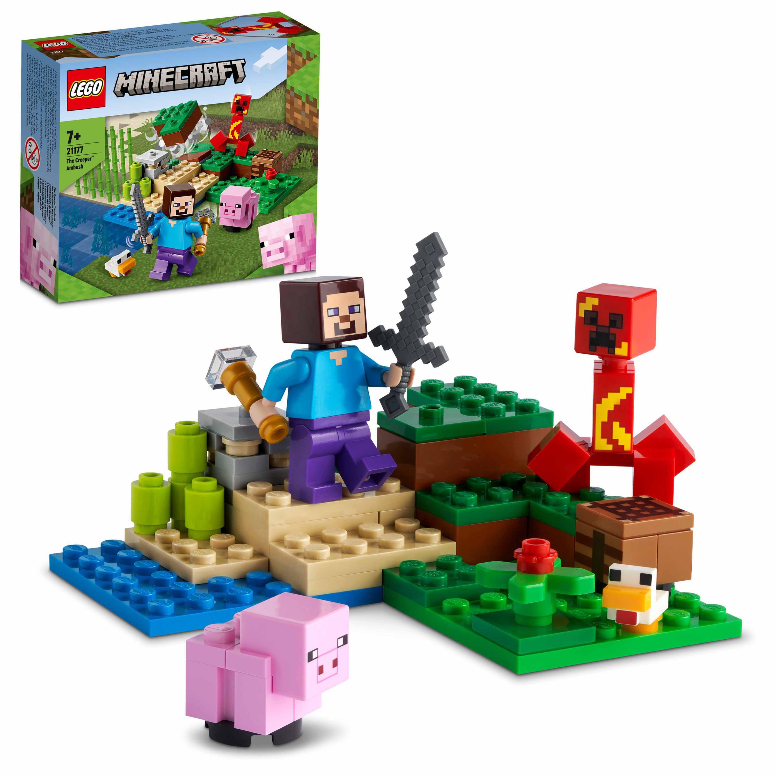 Lego minecraft l'agguato del creeper, mattoncini da costruzione con steve e  2 minifigure, giochi per bambini 7+ anni, 21177 - Toys Center