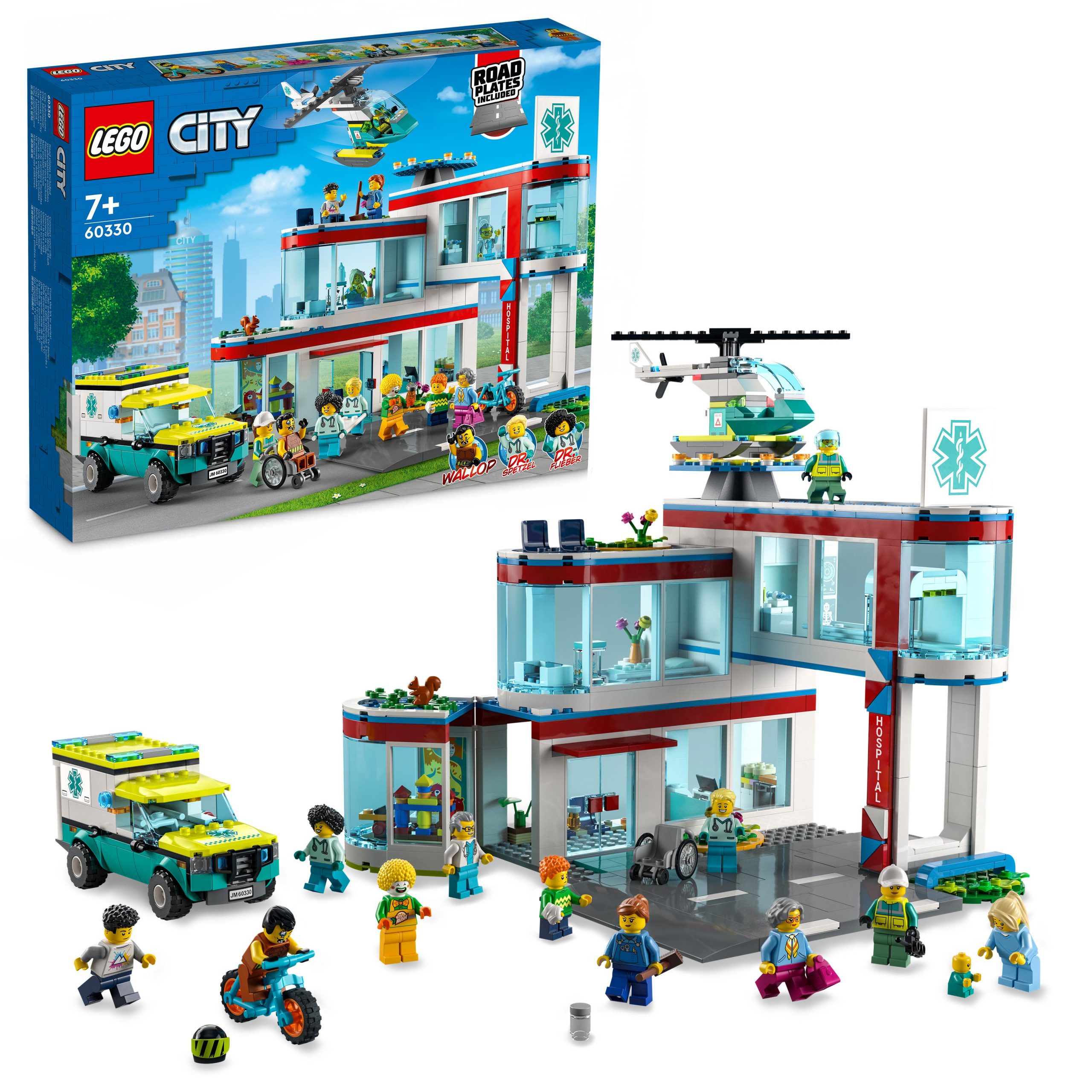 Lego city ospedale, set con autoambulanza giocattolo ed elicottero di soccorso, giochi per bambini 7+, idea regalo, 60330 - LEGO CITY, Lego