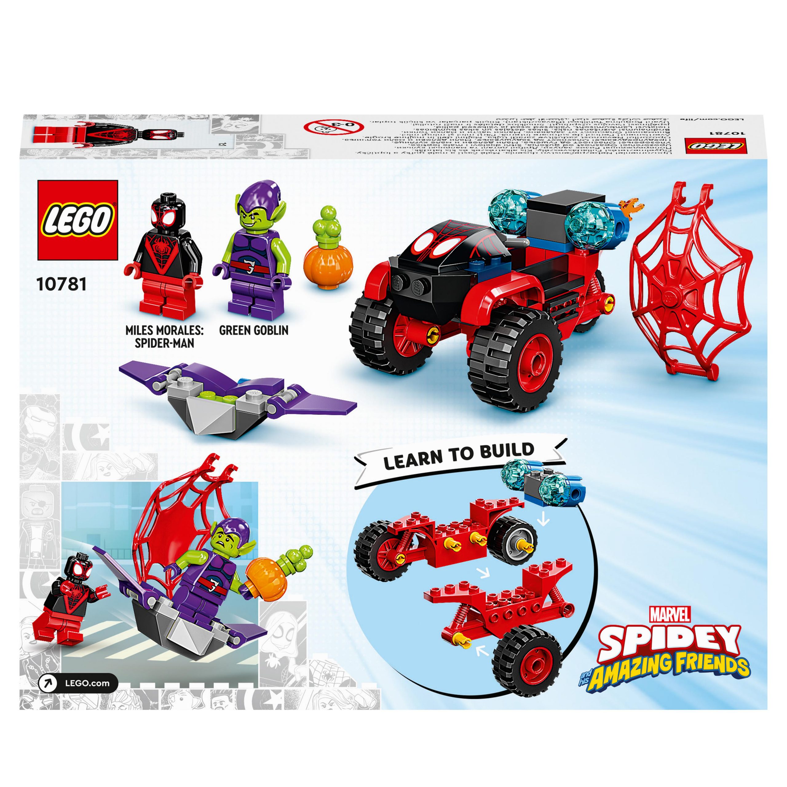 Lego marvel spidey e i suoi fantastici amici miles morales: la techno trike di  spider-man, giocattoli per bambini 4+, 10781 - Toys Center