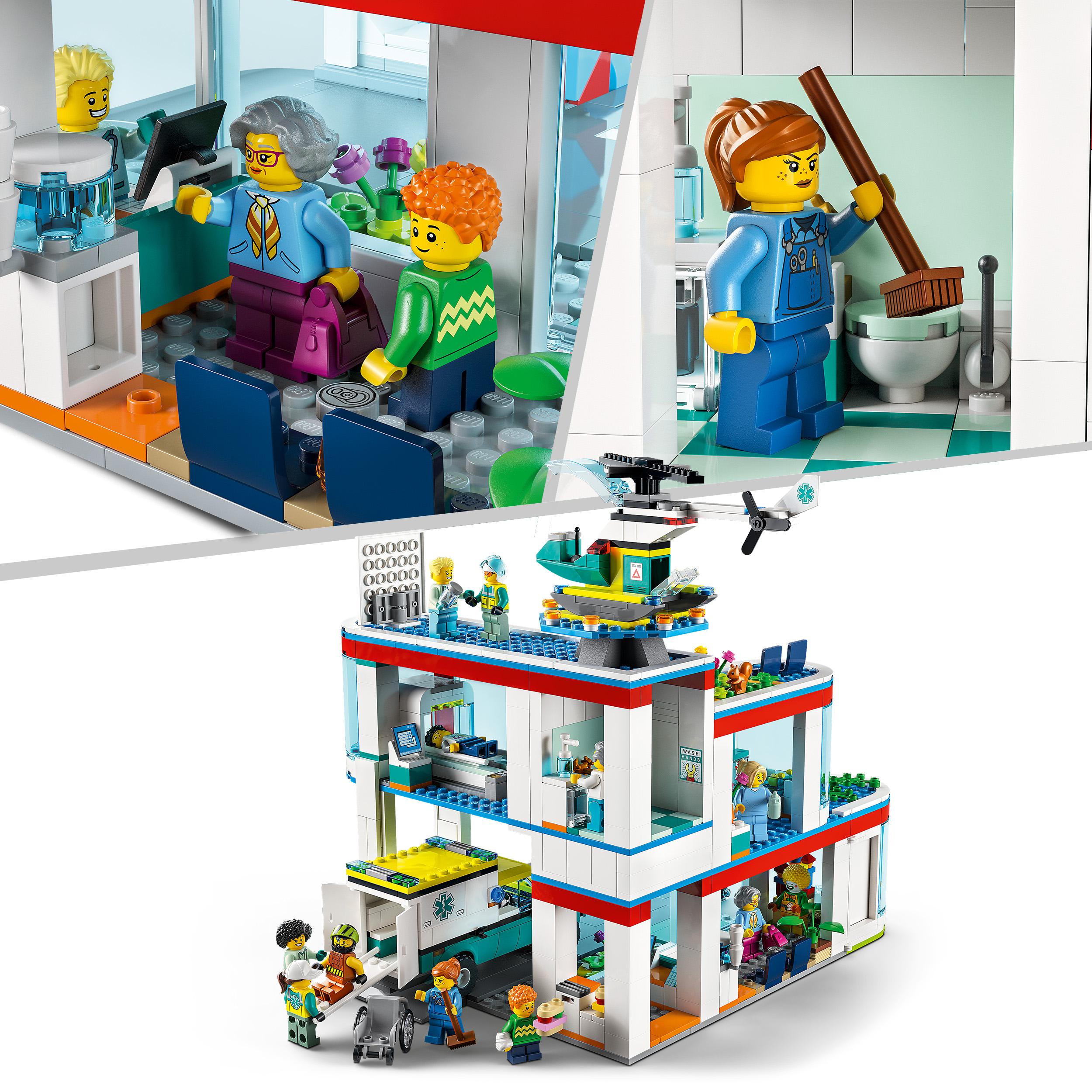 Lego city ospedale, set con autoambulanza giocattolo ed elicottero di soccorso, giochi per bambini 7+, idea regalo, 60330 - LEGO CITY, Lego