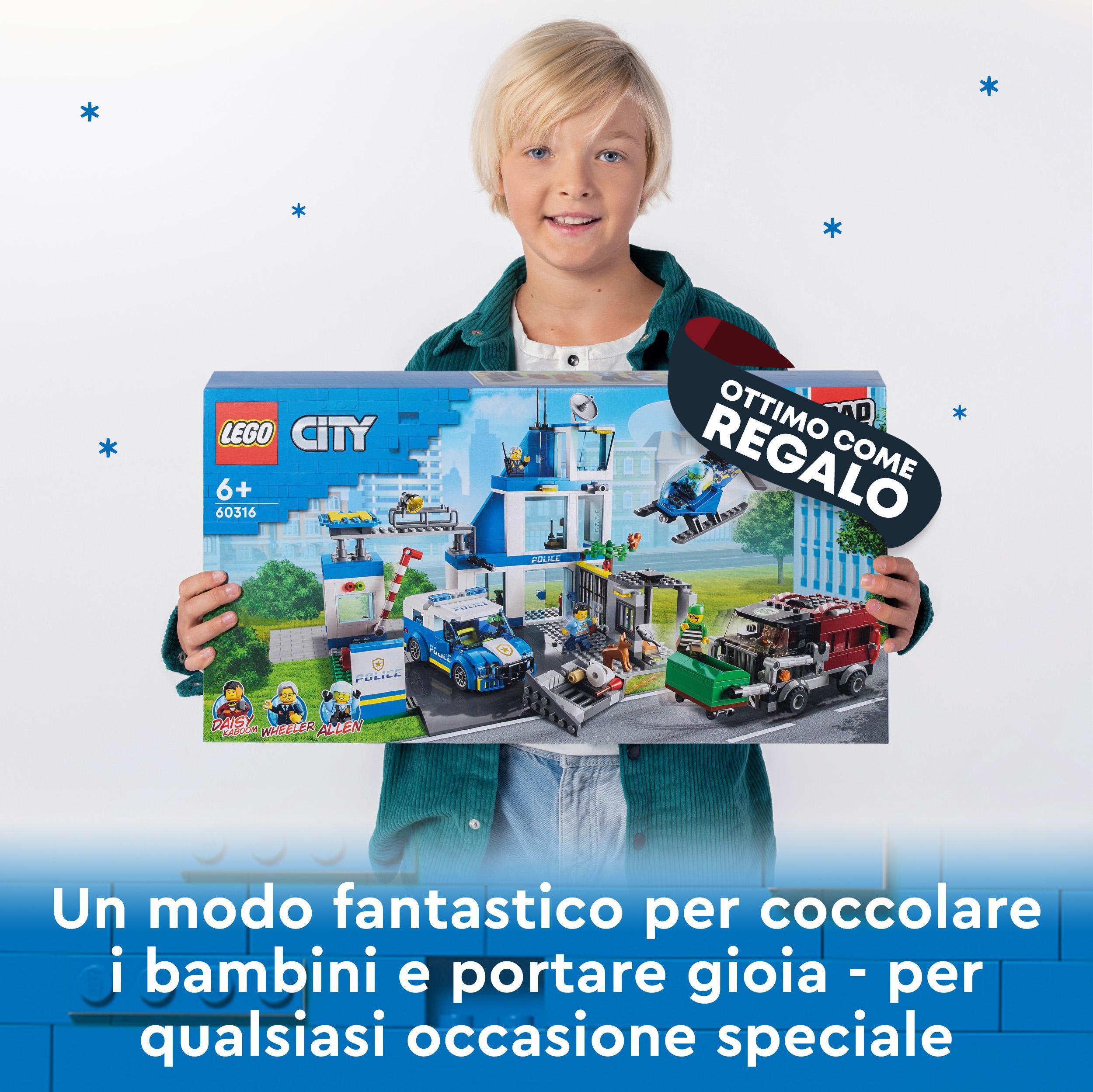 Lego city police stazione di polizia, con camion della spazzatura ed elicottero giocattolo, per bambini di 6+ anni, 60316 - LEGO CITY, Lego