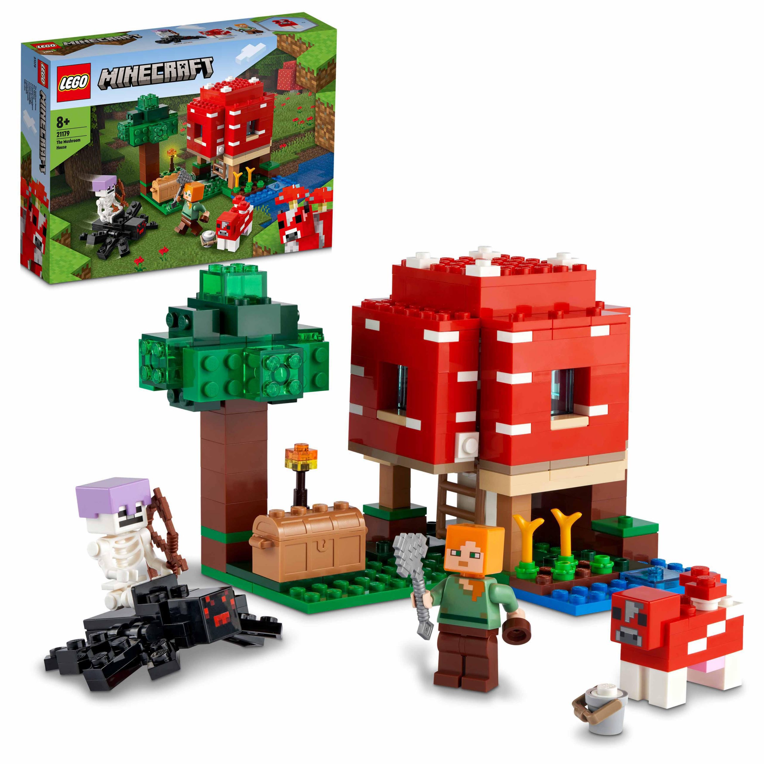 Lego minecraft la casa dei funghi, giocattoli per bambini di 8+ anni, idea regalo con il personaggio di alex, 21179 - MINECRAFT, Lego