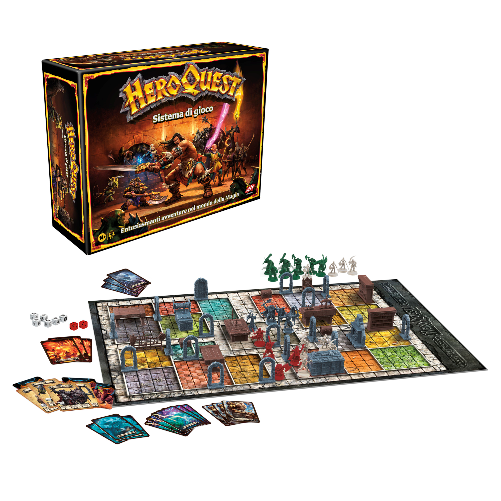 Avalon hill - heroquest, gioco di avventura fantasy con oltre 65 miniature, dai 14 anni in su, per 2-5 giocatori (versione italiana) - HASBRO GAMING