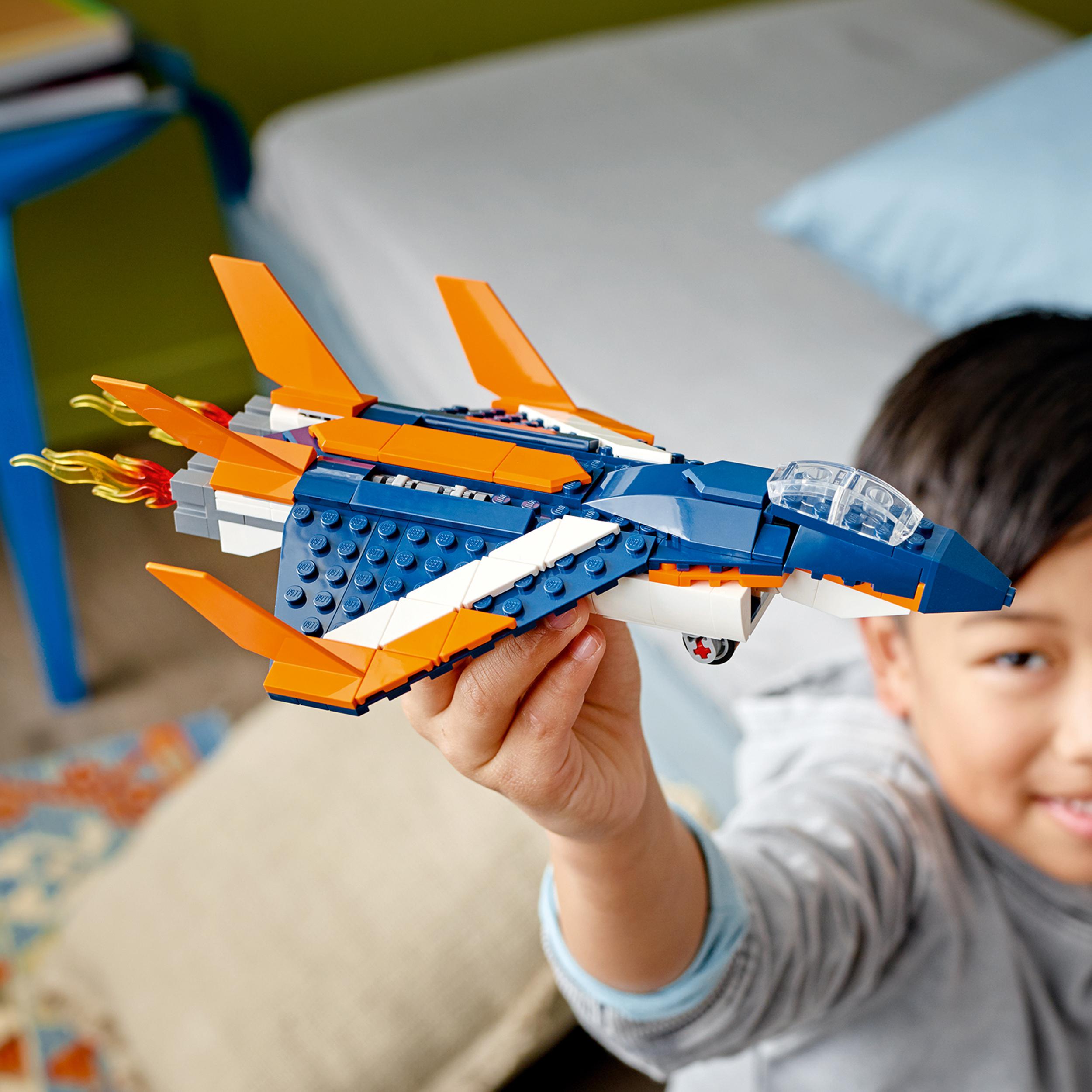 Lego creator 31126 3in1 jet supersonico, giocattoli creativi per bambini di 7+ anni con aereo, elicottero e motoscafo - LEGO CREATOR, Lego