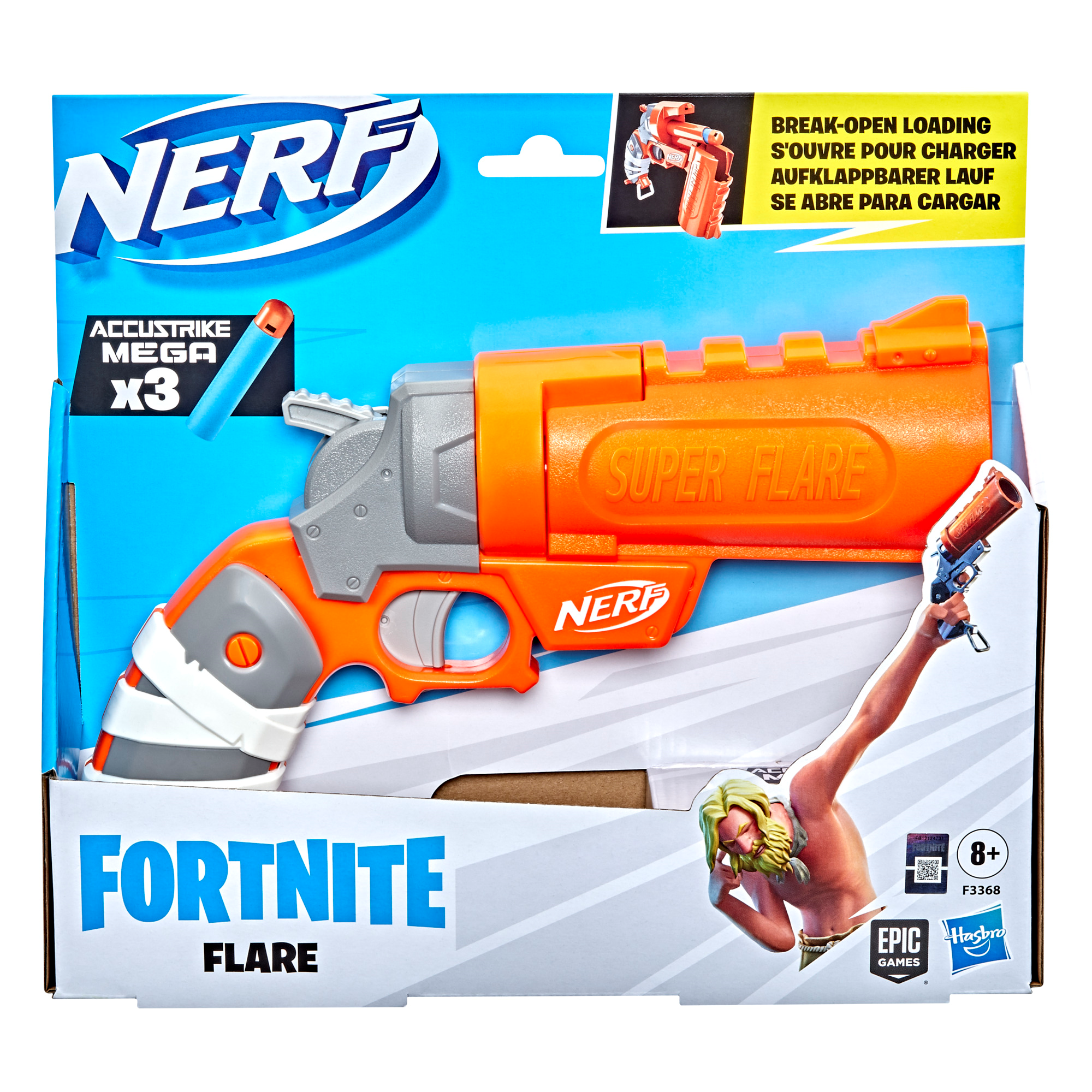 Nerf fortnite - flare, blaster con caricamento dei dardi ad apertura completa - NERF