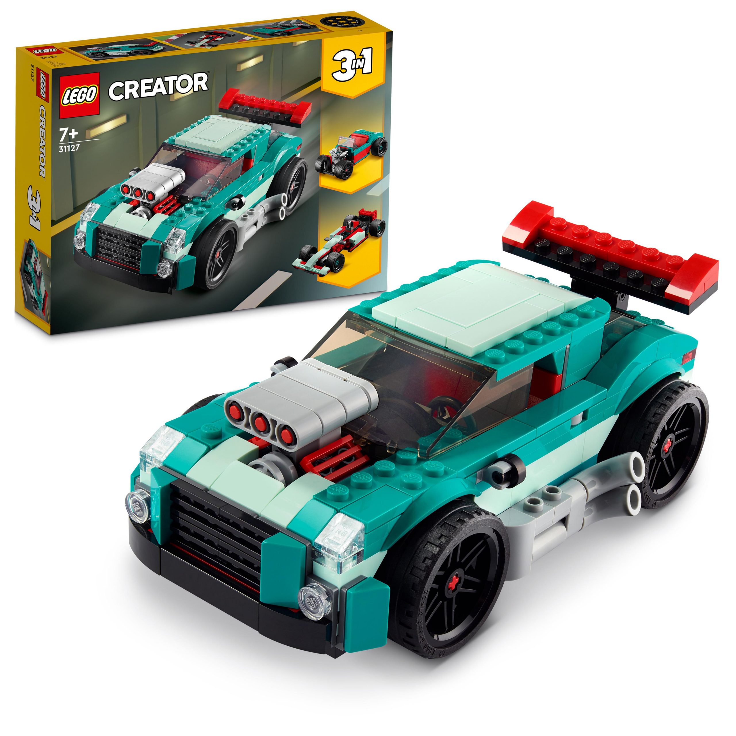 Lego creator 31127 3in1 street racer, macchine giocattolo, auto da corsa  per bambini di 7+ anni, costruzione con mattoncini - Toys Center