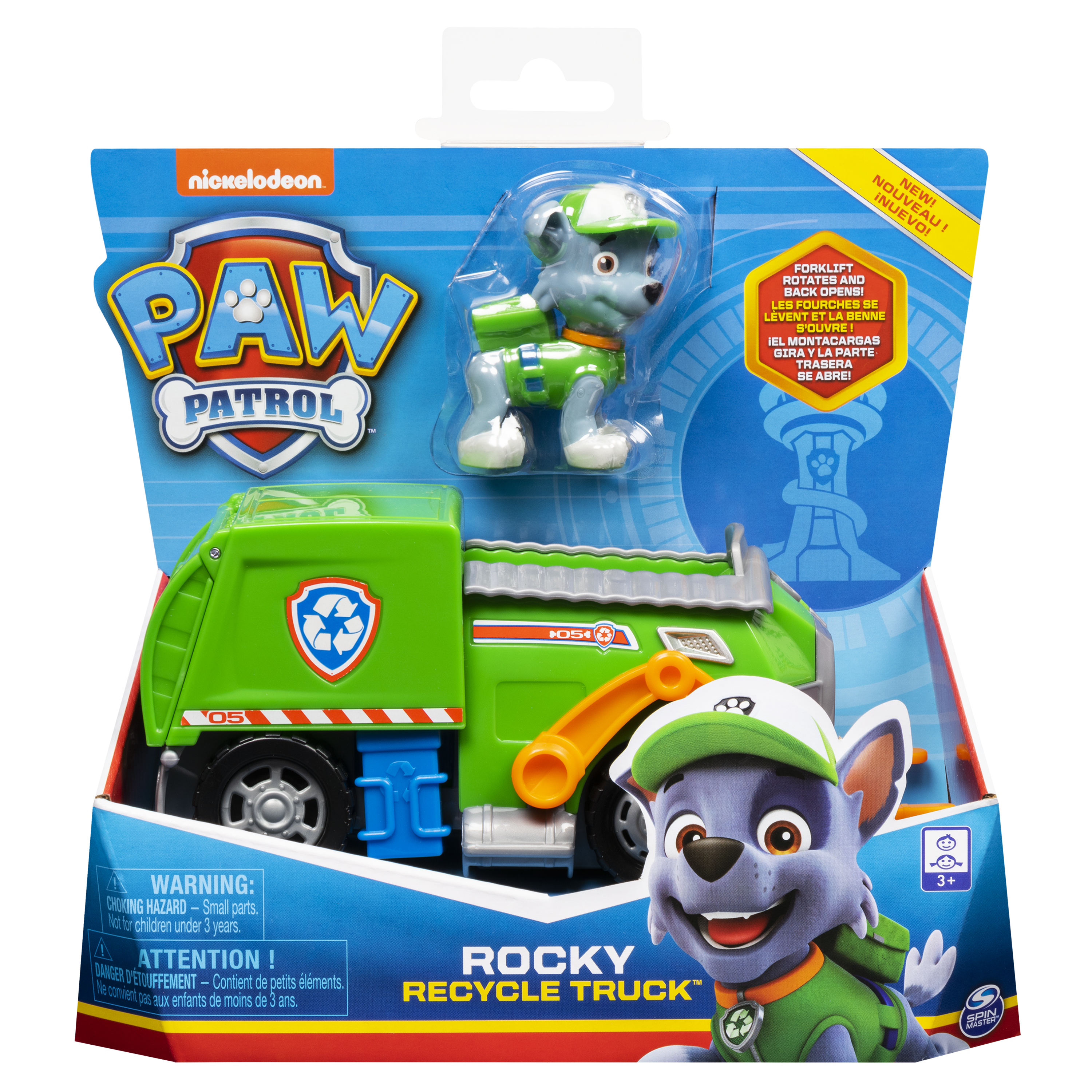  paw patrol, camion per la raccolta di rifiuti riciclabili di rocky con personaggio - Paw Patrol
