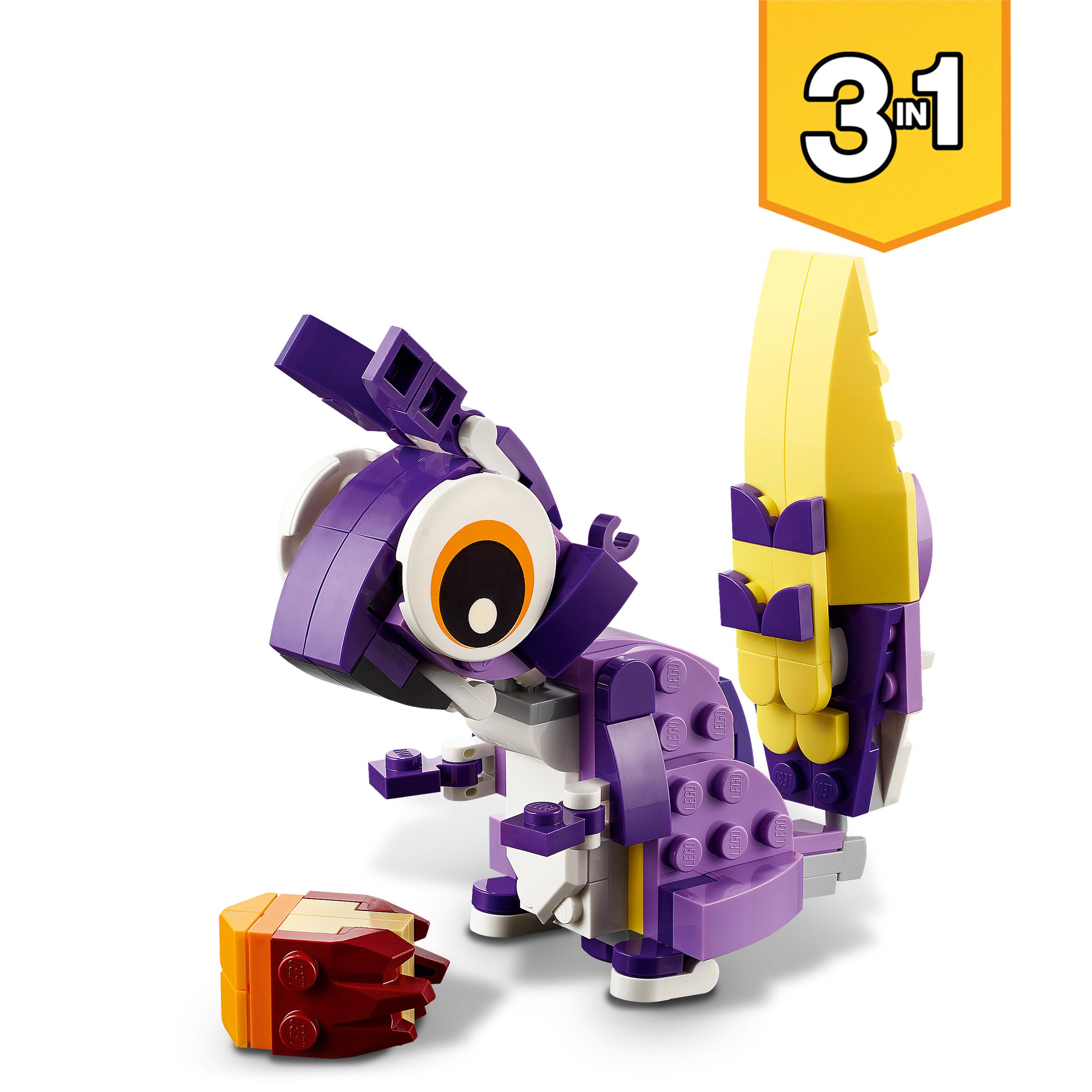 Lego creator 31125 3in1 creature della foresta fantasy, set con animali giocattolo per bambini di 7+ anni con gufo e coniglio - LEGO CREATOR, Lego