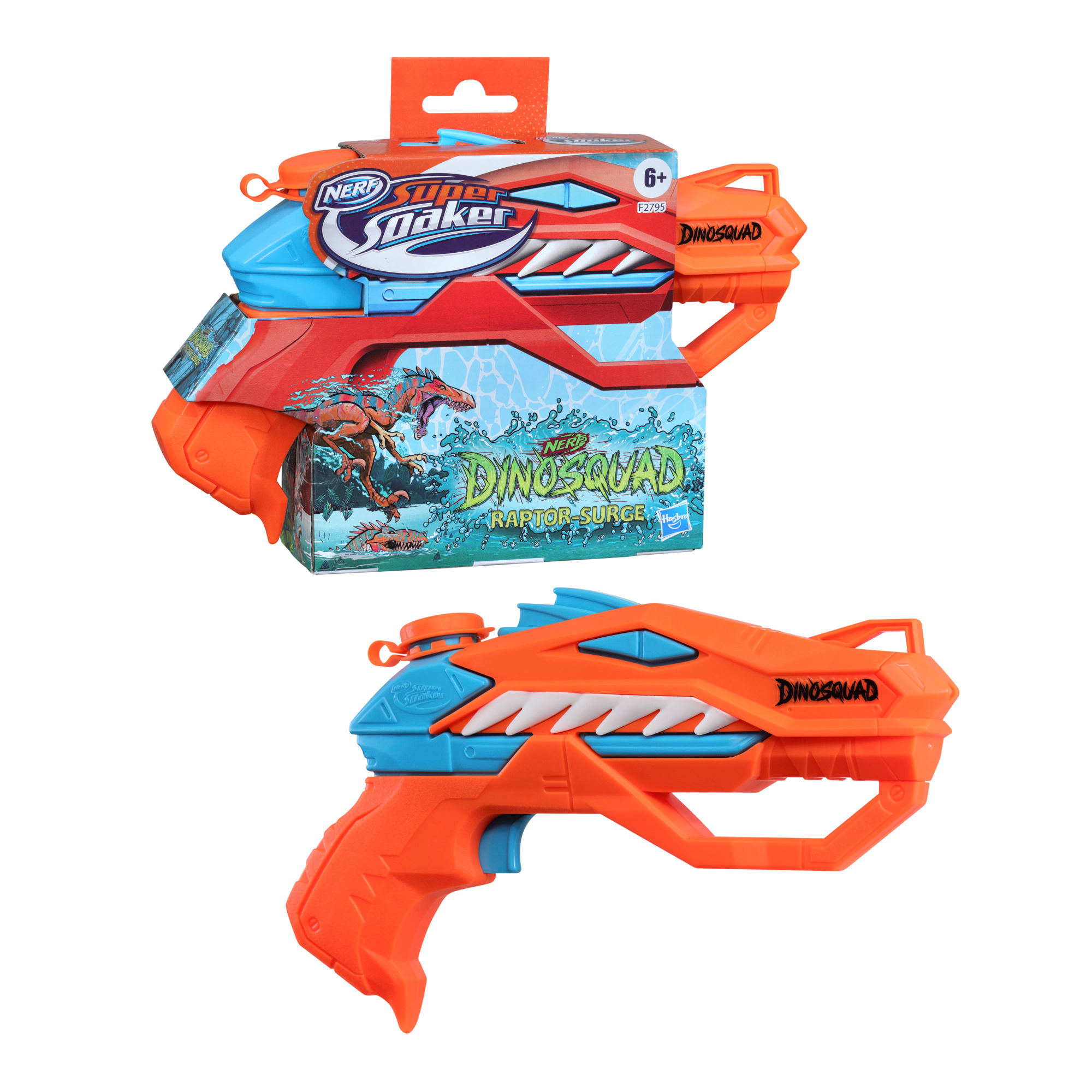 Nerf super soaker dinosquad - raptor-surge, blaster ad acqua con spruzzo a grilletto - NERF