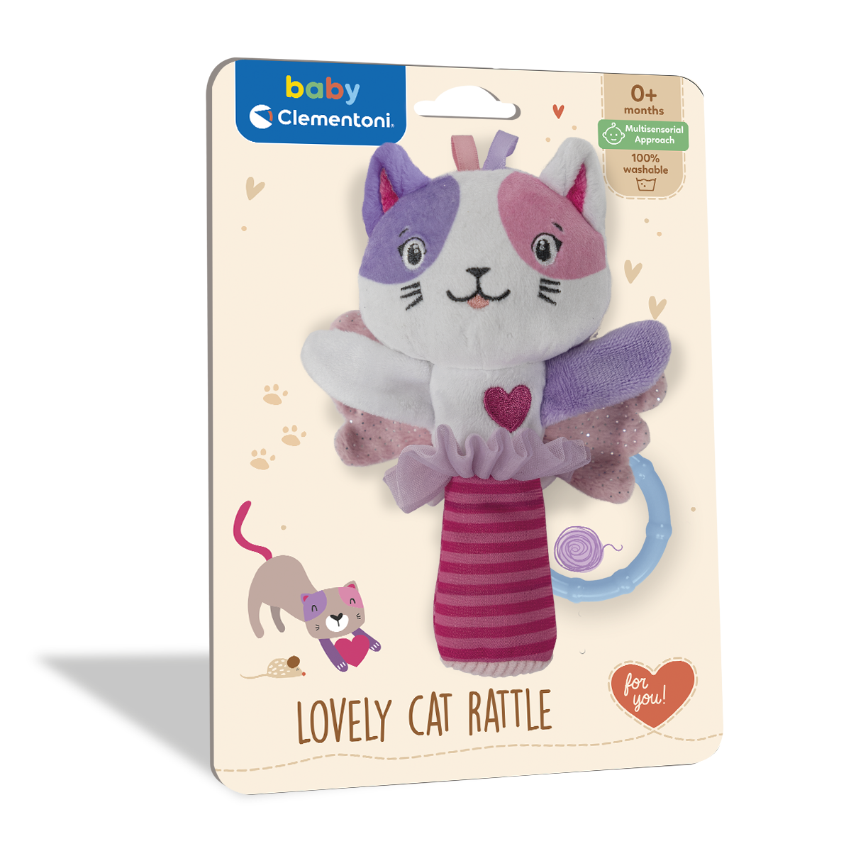 Lovely cat soft rattle - BABY CLEMENTONI