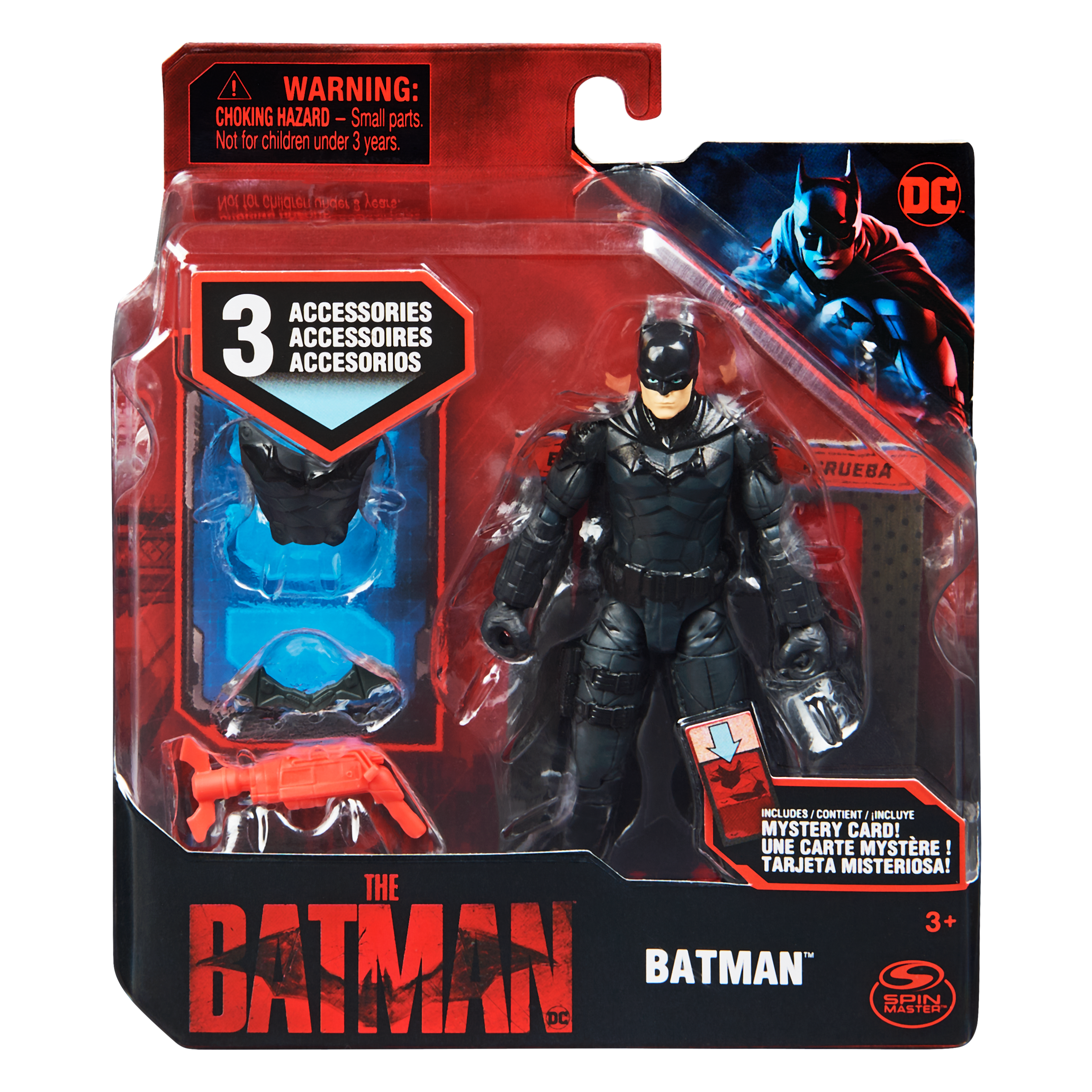 Batman movie, personaggio batman 10 cm con 3 accessori e carta misteriosa - BATMAN