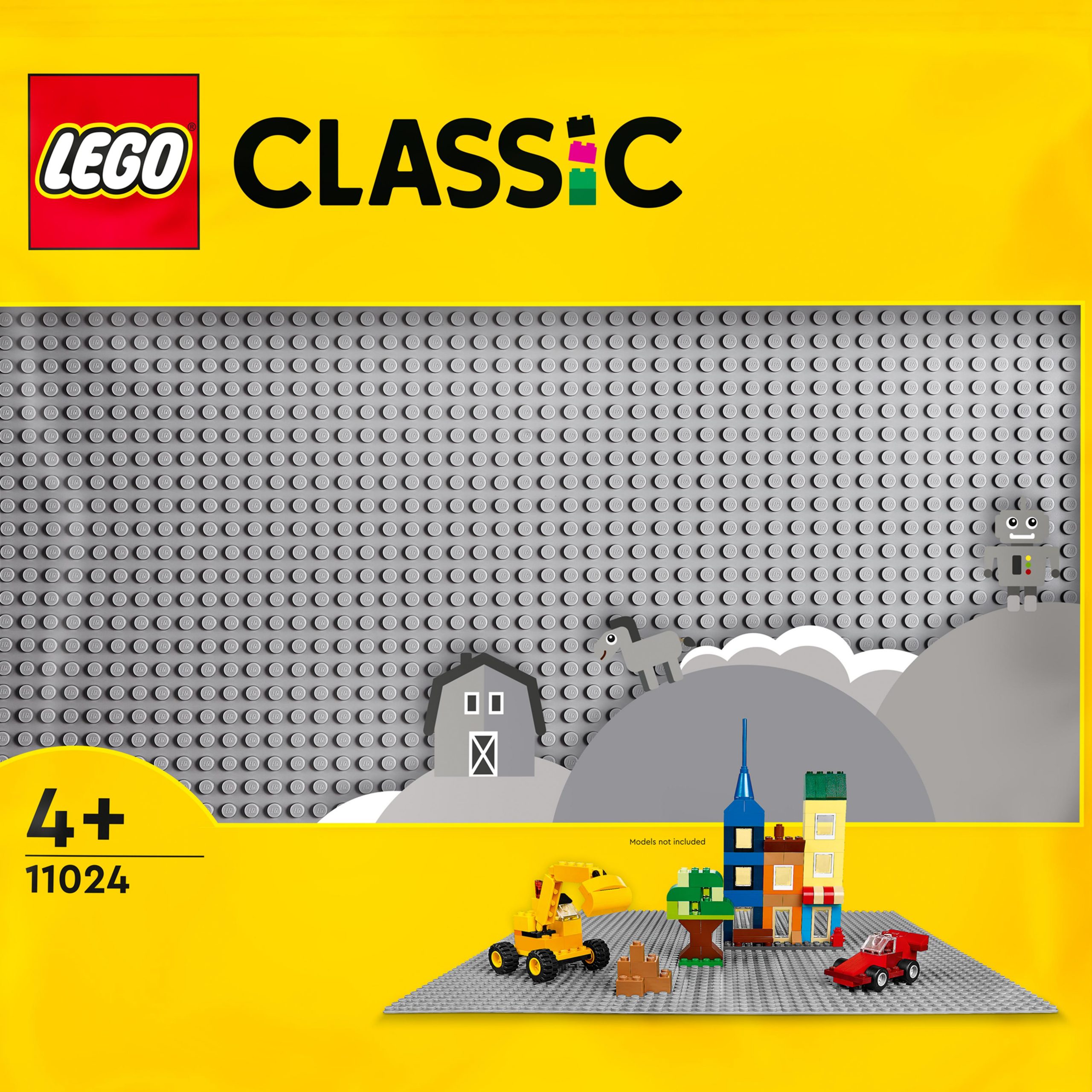 Lego classic 11024 base grigia, tavola per costruzioni quadrata con 48x48 bottoncini, piattaforma classica per mattoncini - LEGO CLASSIC, Lego