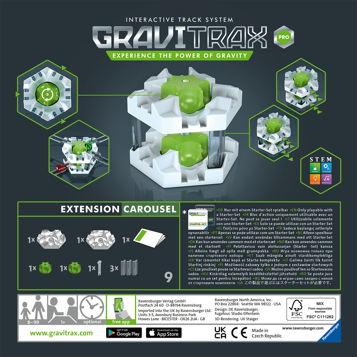 Ravensburger gravitrax pro carousel, gioco innovativo ed educativo stem, 8+, accessorio - GRAVITRAX