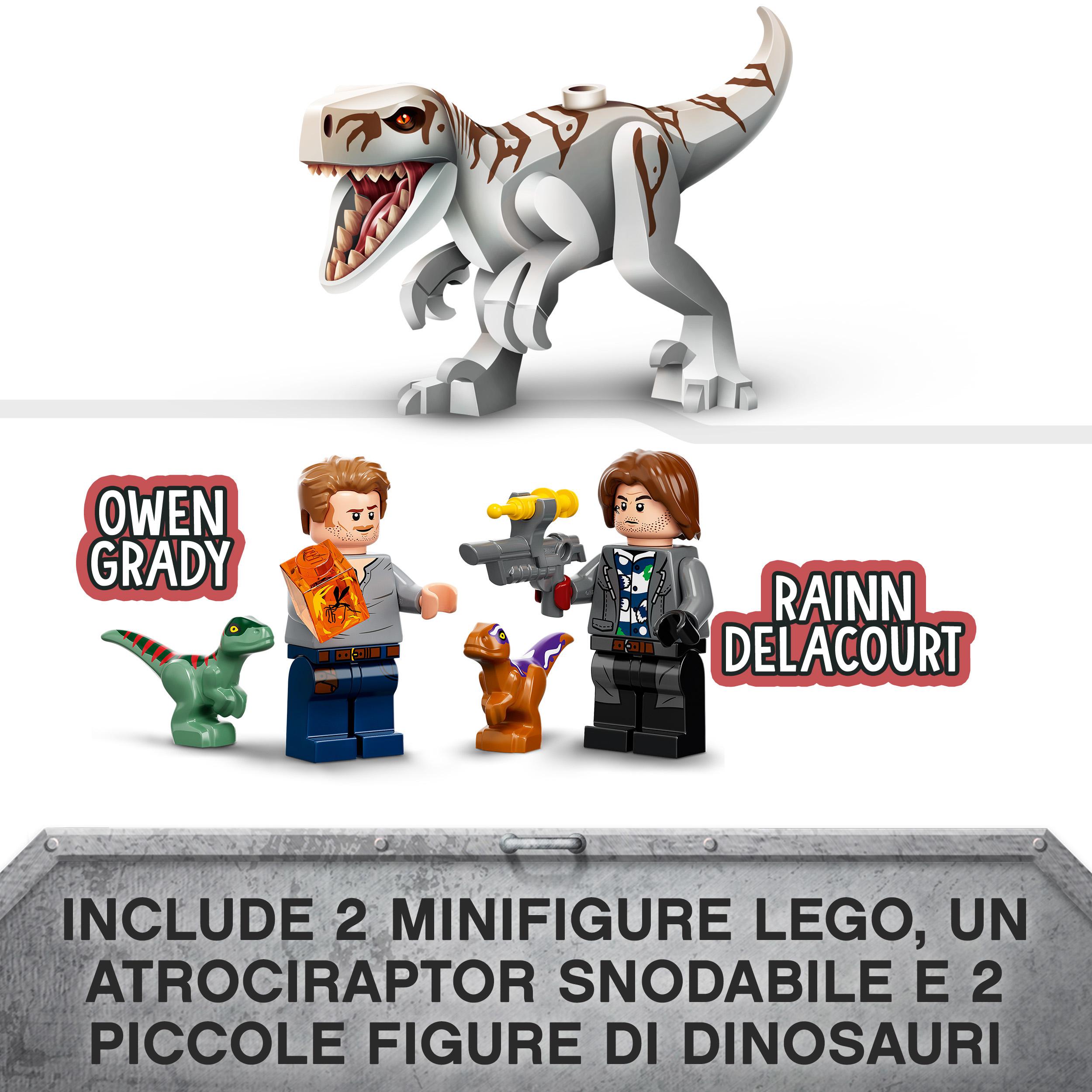 Lego jurassic world 76945 atrociraptor: inseguimento sulla moto, con dinosauro giocattolo, giochi per bambini di 6+ anni - Jurassic World, LEGO JURASSIC WORLD, Lego