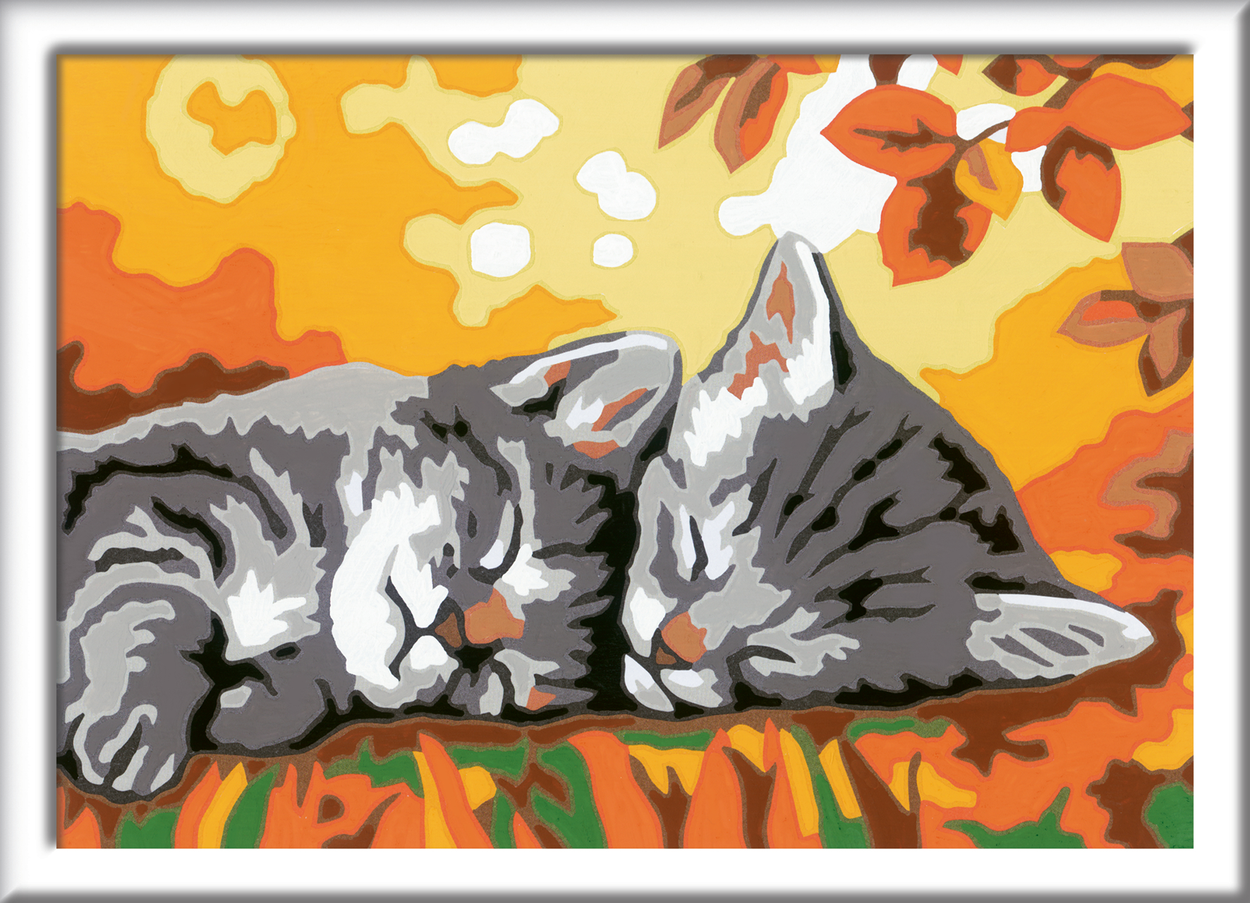 Ravensburger creart per bambini, kit per dipingere con i numeri, 9+, serie e, gattini in autunno - CREART