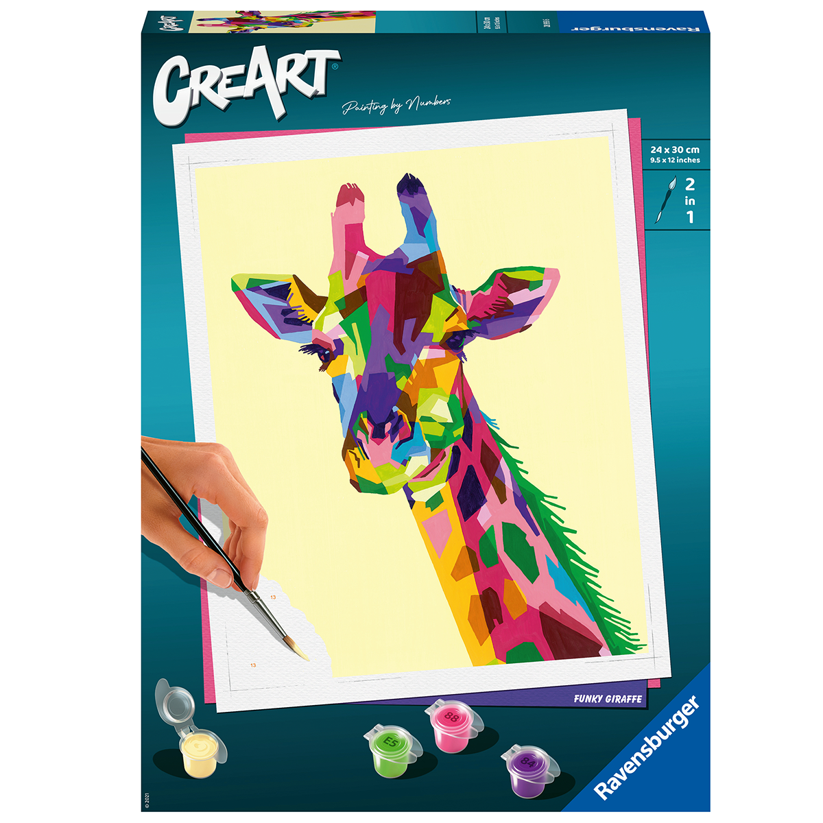 Ravensburger creart per adulti, kit per dipingere con i numeri, serie trend c, giraffa - CREART