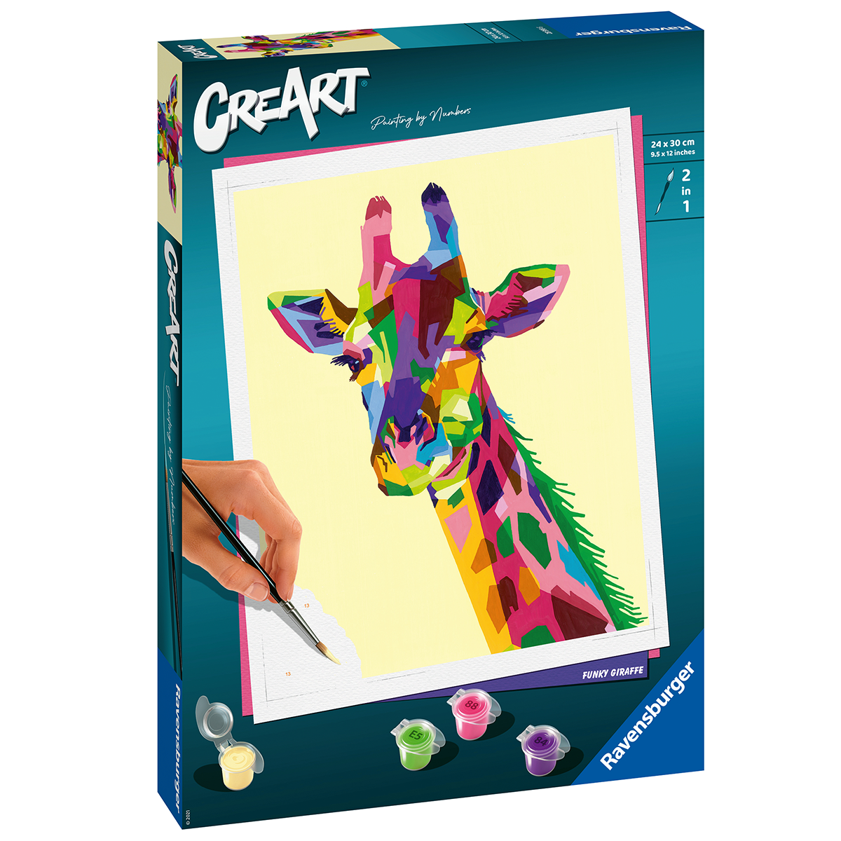 Ravensburger creart per adulti, kit per dipingere con i numeri, serie trend c, giraffa - CREART