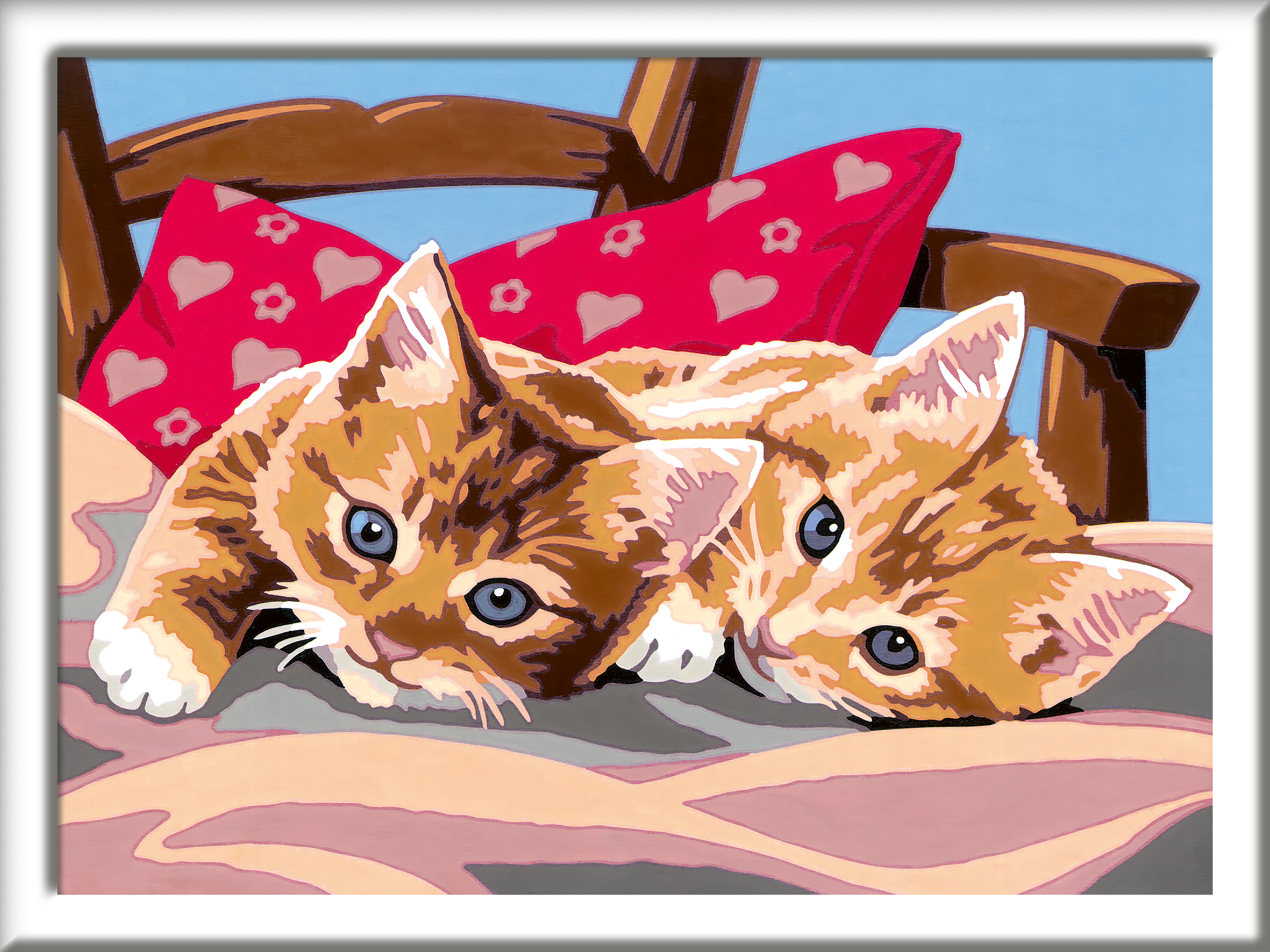Ravensburger creart per bambini, kit per dipingere con i numeri, 9+, serie d, gattini sul cuscino - CREART