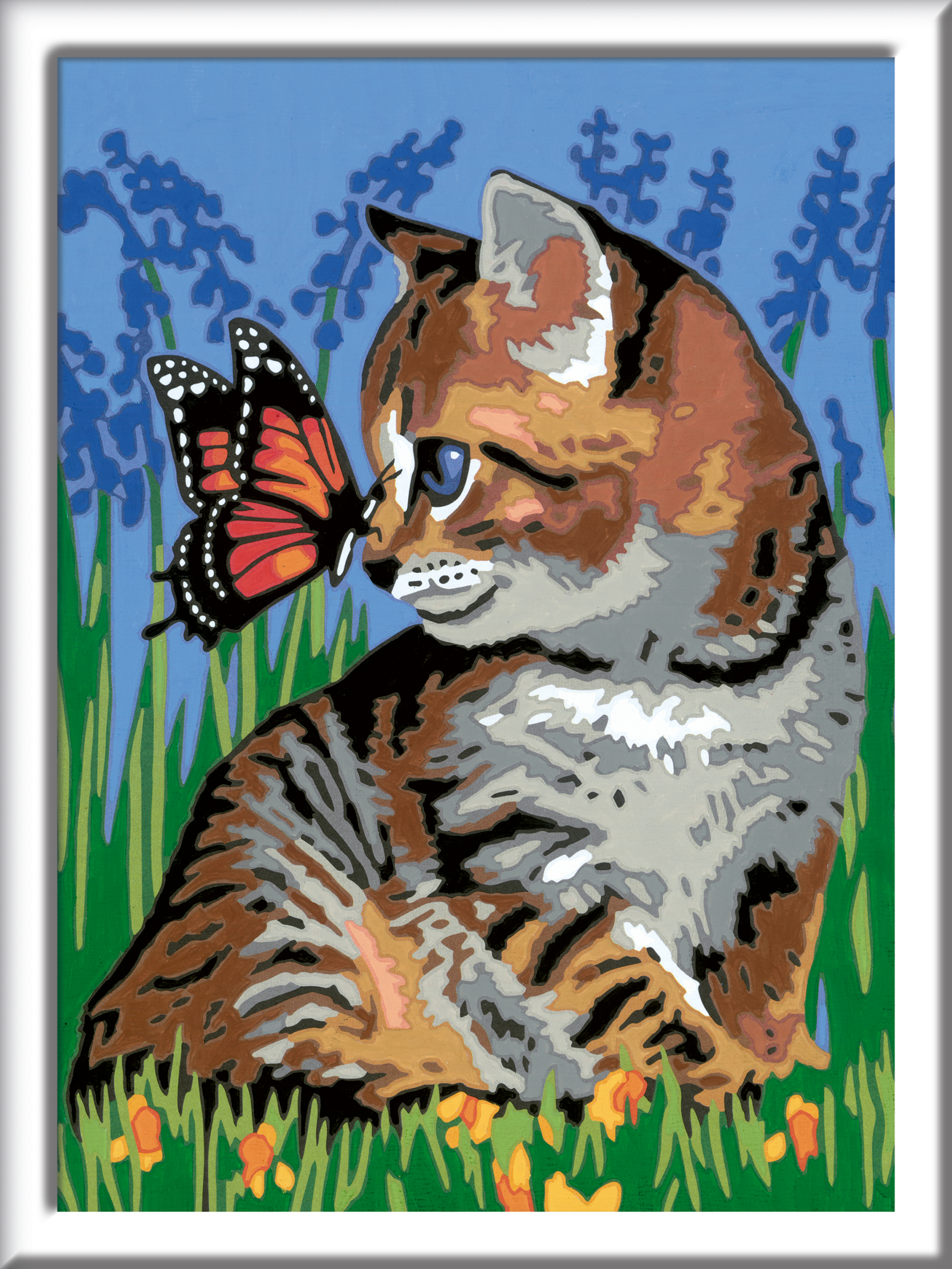 Ravensburger creart per bambini, kit per dipingere con i numeri, 9+, serie d, gattino e farfalla - CREART