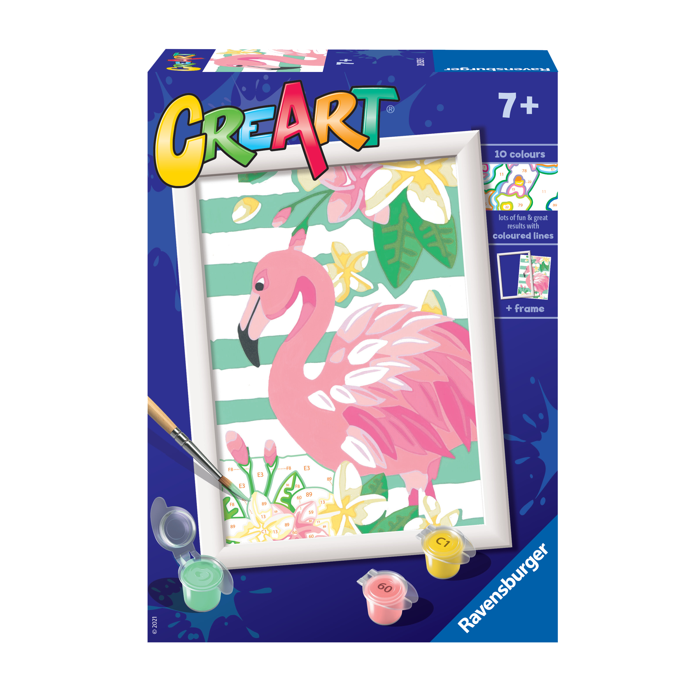 CreArt per bambini, il kit per dipingere con i numeri: Fenicotteri 