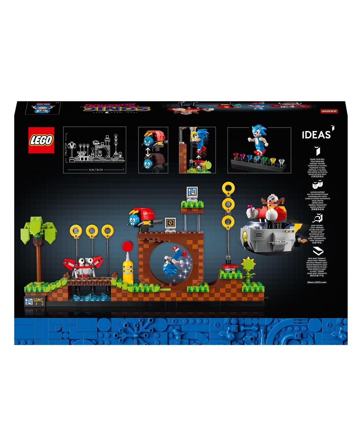 Lego ideas 21331 sonic the hedgehog - green hill zone, modello da costruire per adulti, cultura pop anni 90, dr. eggman - LEGO IDEAS, Lego