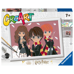 Ravensburger creart per bambini, kit per dipingere con i numeri, 7+, serie d licensed, harry potter: il trio magico - CREART, Harry Potter, RAVENSBURGER