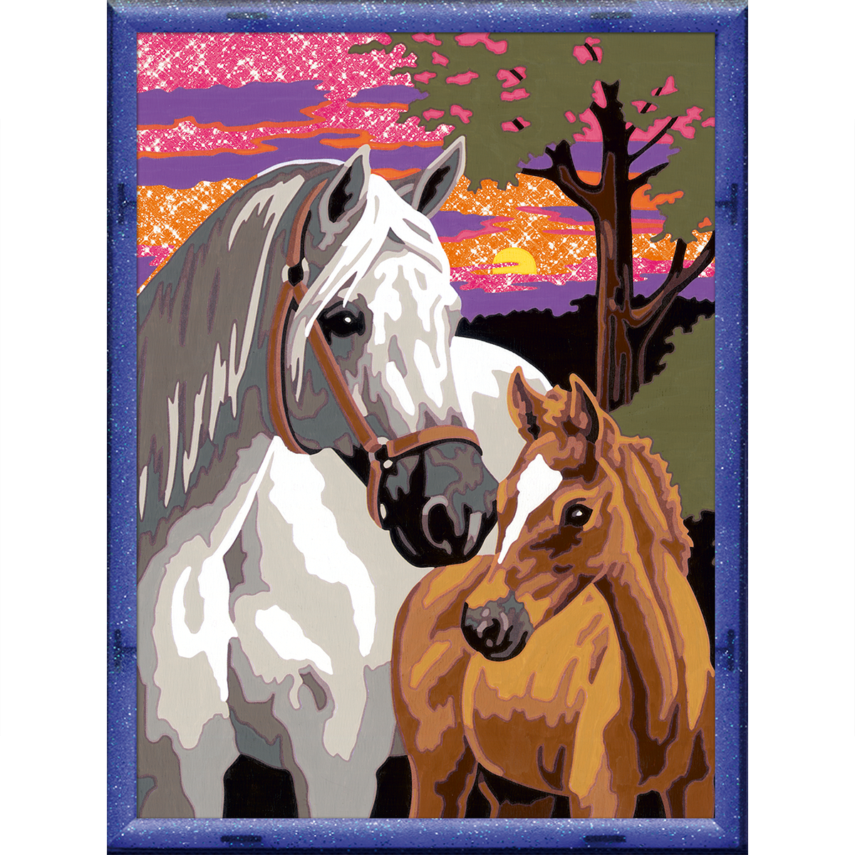 Ravensburger creart per bambini, kit per dipingere con i numeri, 9+, serie d, cavalli al tramonto - CREART