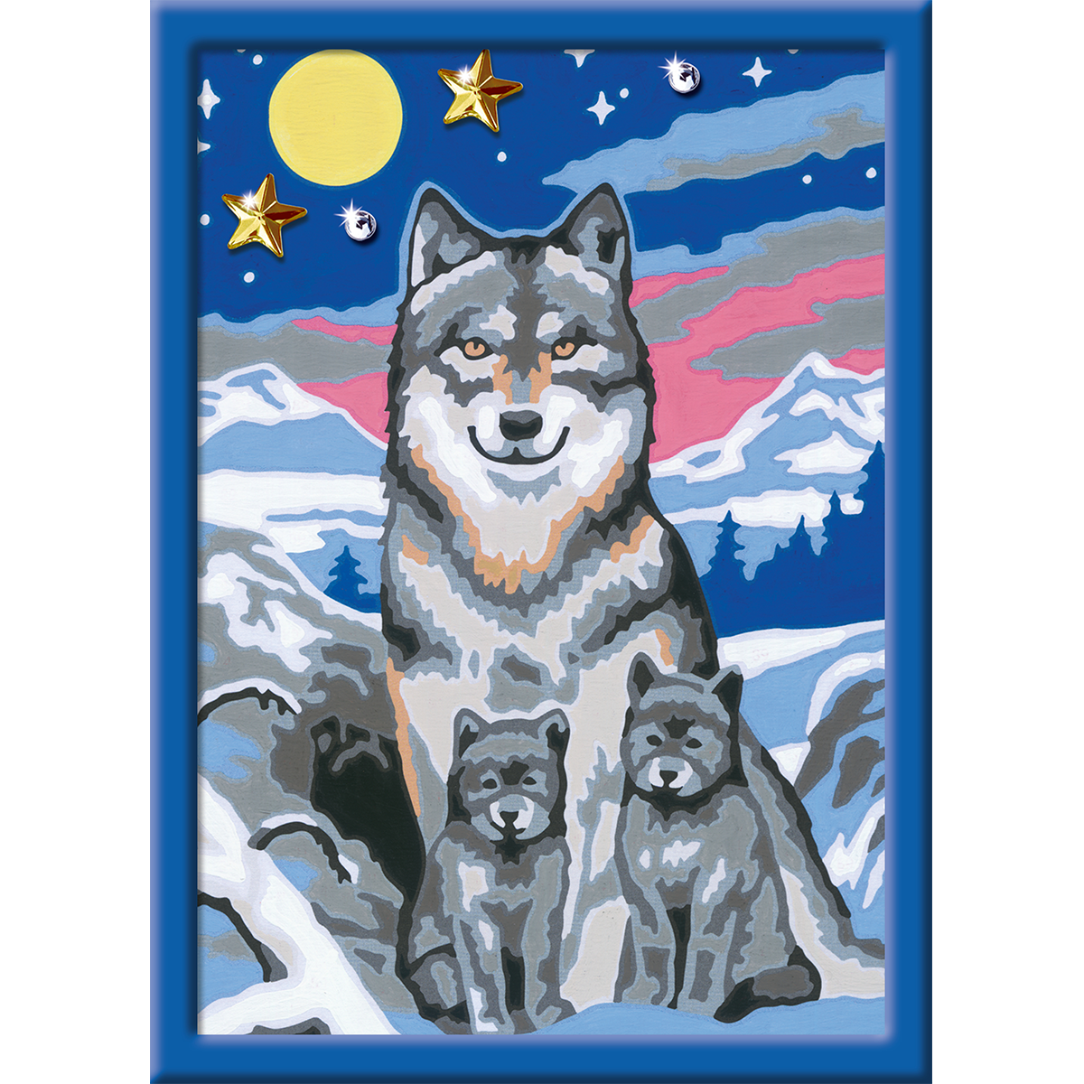 Ravensburger creart per bambini, kit per dipingere con i numeri, 9+, serie e, lupi al chiaro di luna - CREART