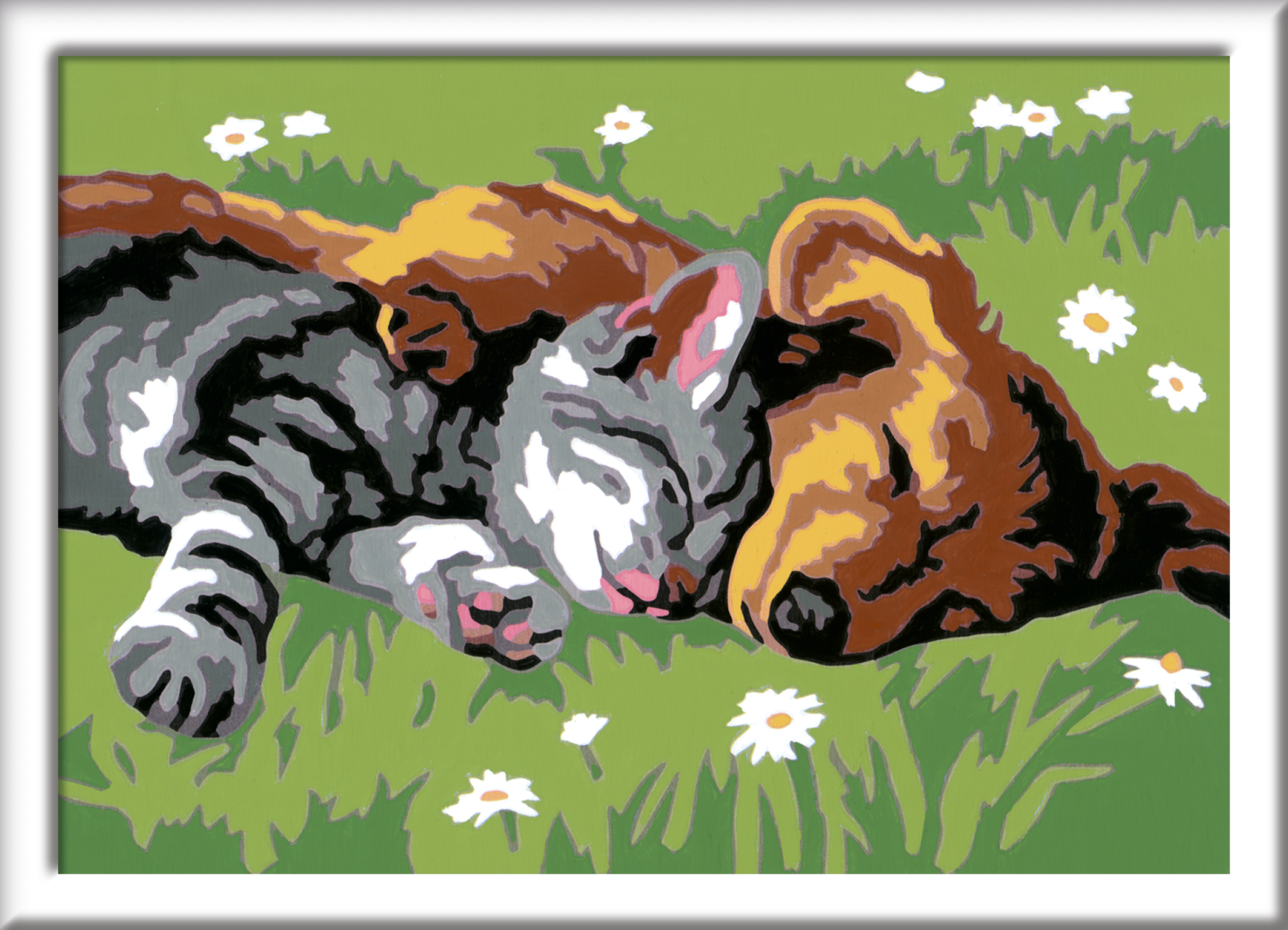 Ravensburger creart per bambini, kit per dipingere con i numeri, 7+, serie e, cane e gatto dolce sonno - CREART