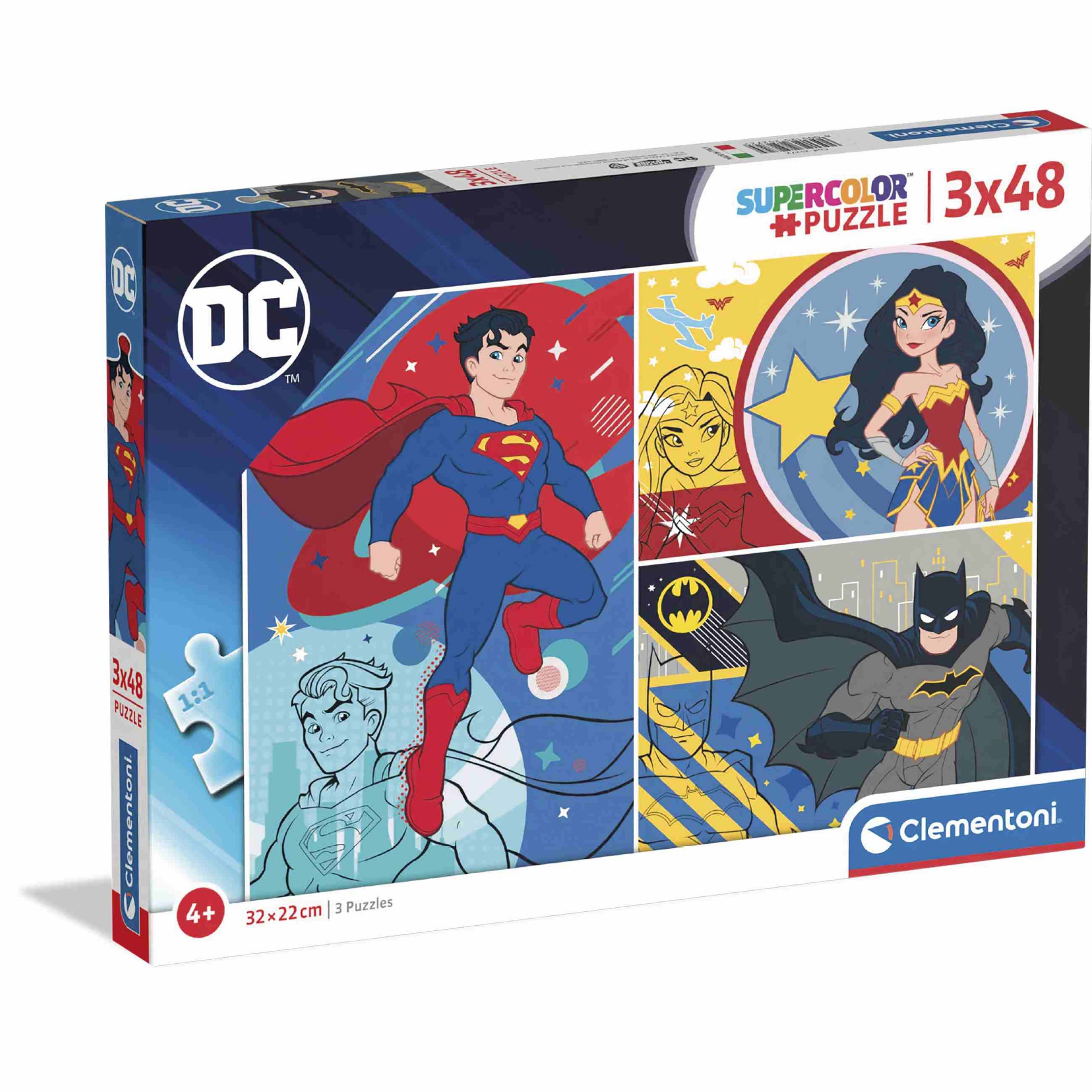 Clementoni supercolor puzzle dc comics - 3x48 pezzi - CLEMENTONI, DC COMICS