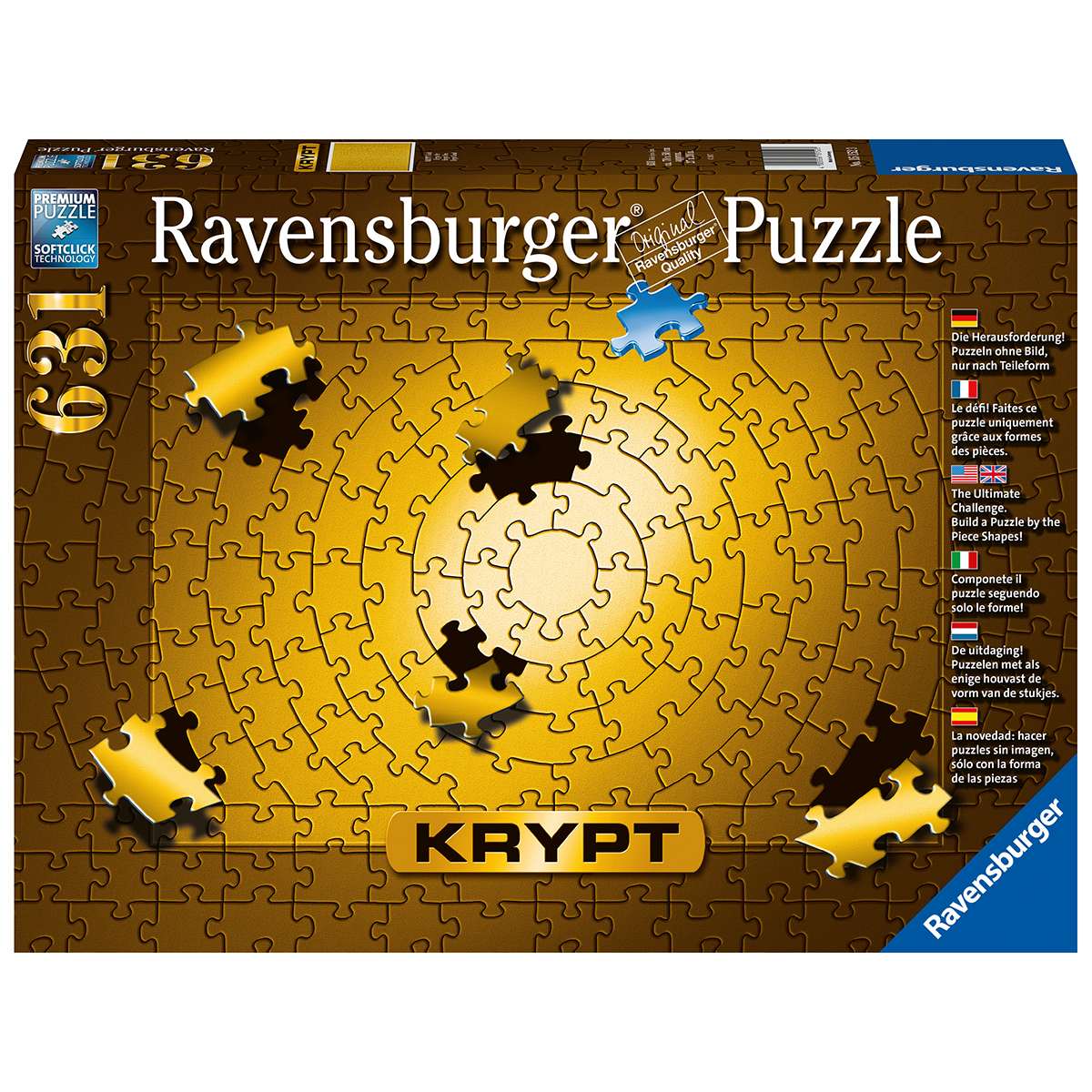 Ravensburger puzzle per adulti - 631 pezzi - krypt gold - oro - dimensione puzzle: 70x50 cm - RAVENSBURGER