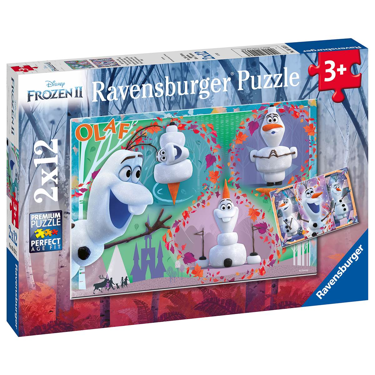 Ravensburger 2 puzzle 12 pezzi per bambini dai 3 anni - disney frozen - DISNEY PRINCESS, RAVENSBURGER, Frozen