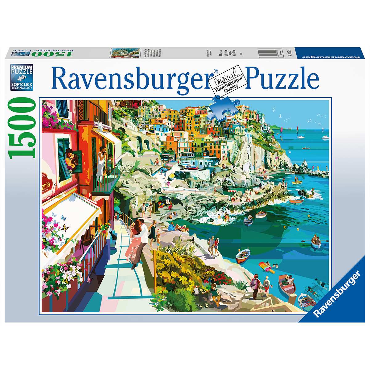 Ravensburger puzzle per adulti - 1500 pezzi - cinque terre romance - dimensione puzzle: 80x60 cm. - RAVENSBURGER