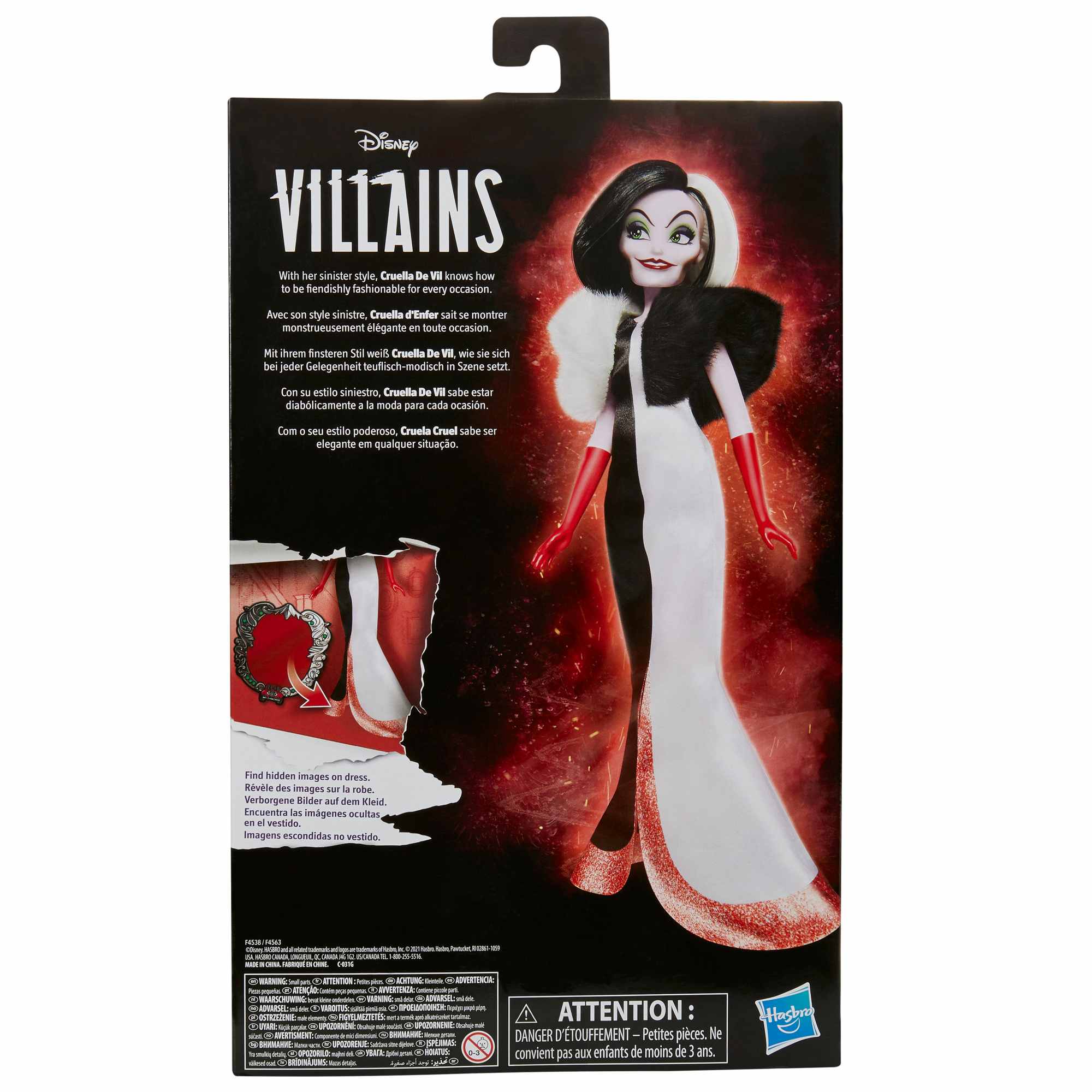 Hasbro disney villains - crudelia de mon, fashion doll con accessori e vestiti rimovibili - DISNEY PRINCESS