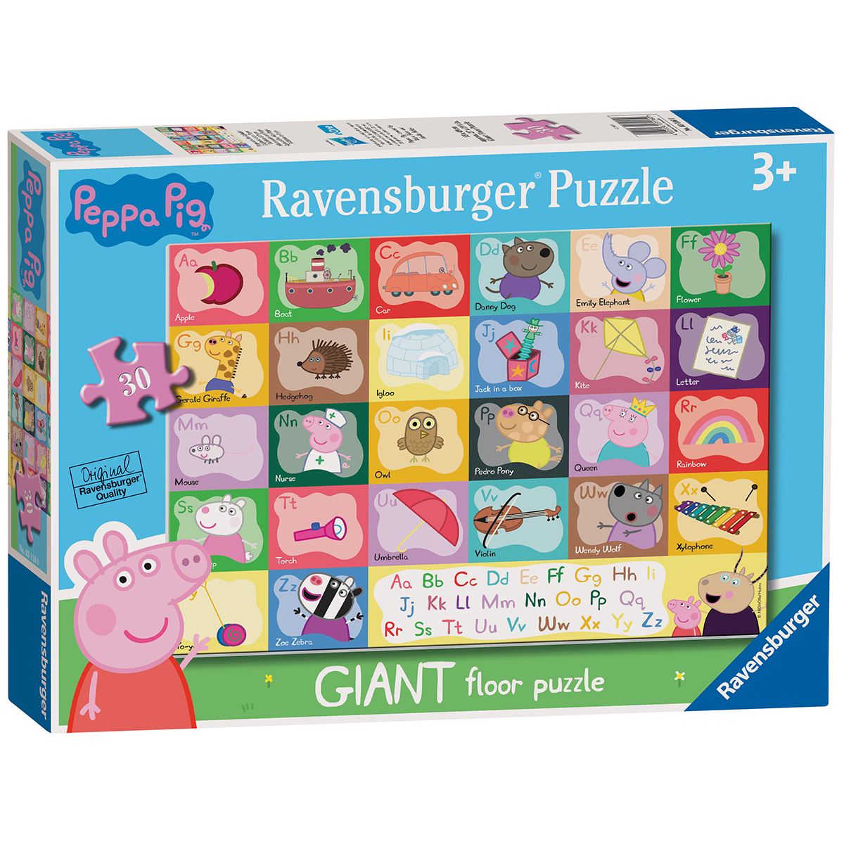 Ravensburger - puzzle 24 pezzi - formato giant – per bambini a partire dai 3 anni - alfabeto di peppa pig - 03116 - PEPPA PIG, RAVENSBURGER