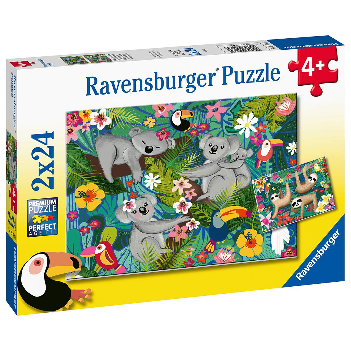 Ravensburger 2 puzzle 24 pezzi per bambini dai 4 anni - koala e bradipi - RAVENSBURGER