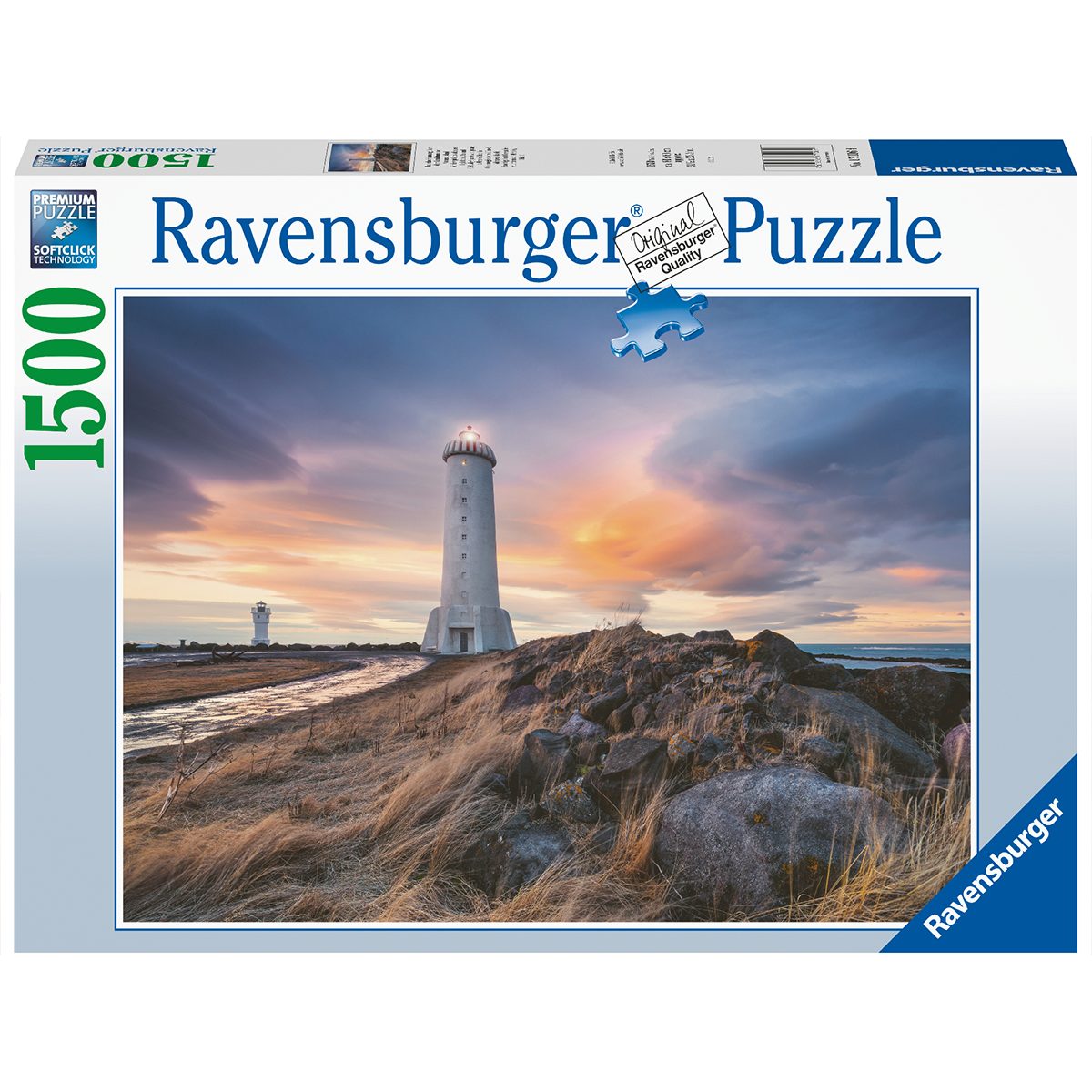 Ravensburger puzzle per adulti - 1500 pezzi - cielo magico sopra il faro akranes, islanda - dimensione puzzle: 80x60 cm. - RAVENSBURGER