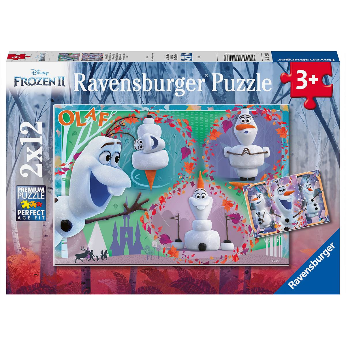 Ravensburger 2 puzzle 12 pezzi per bambini dai 3 anni - disney frozen - DISNEY PRINCESS, RAVENSBURGER, Frozen