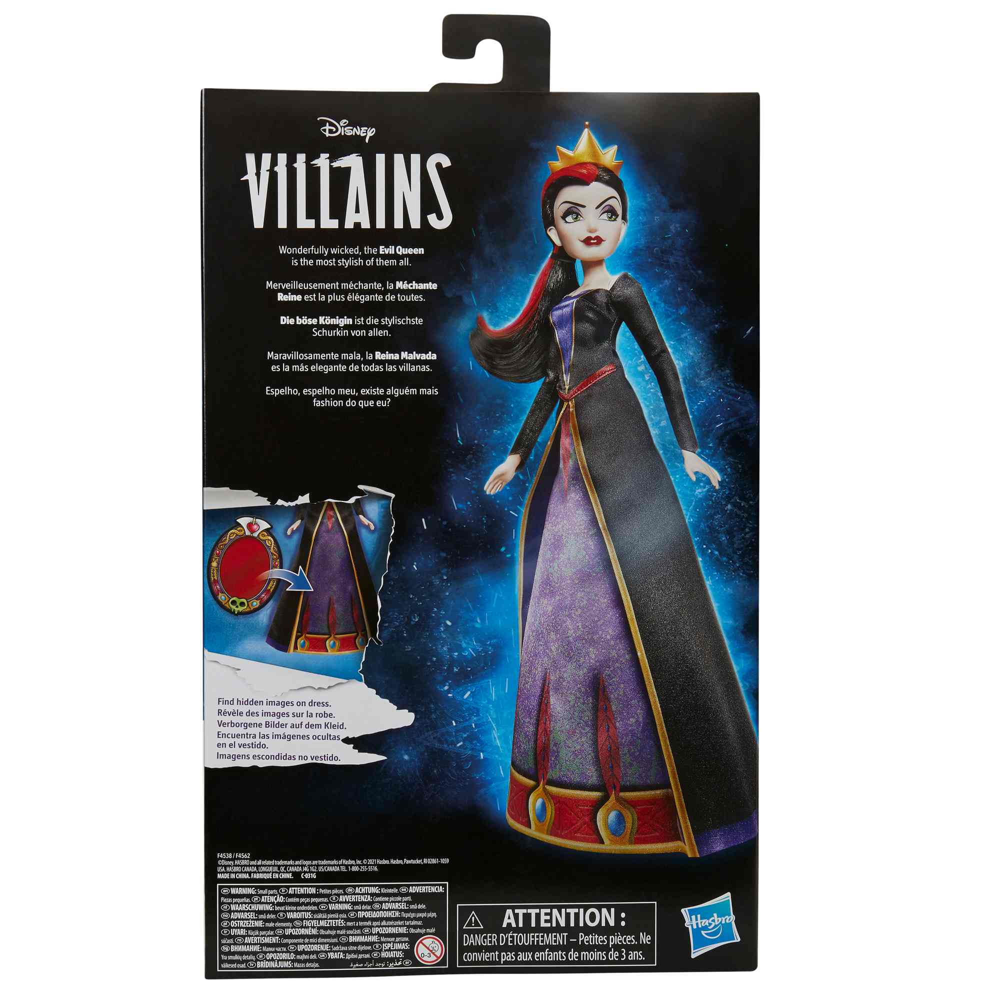 Hasbro disney villains - la regina cattiva, fashion doll con accessori e vestiti rimovibili - DISNEY PRINCESS