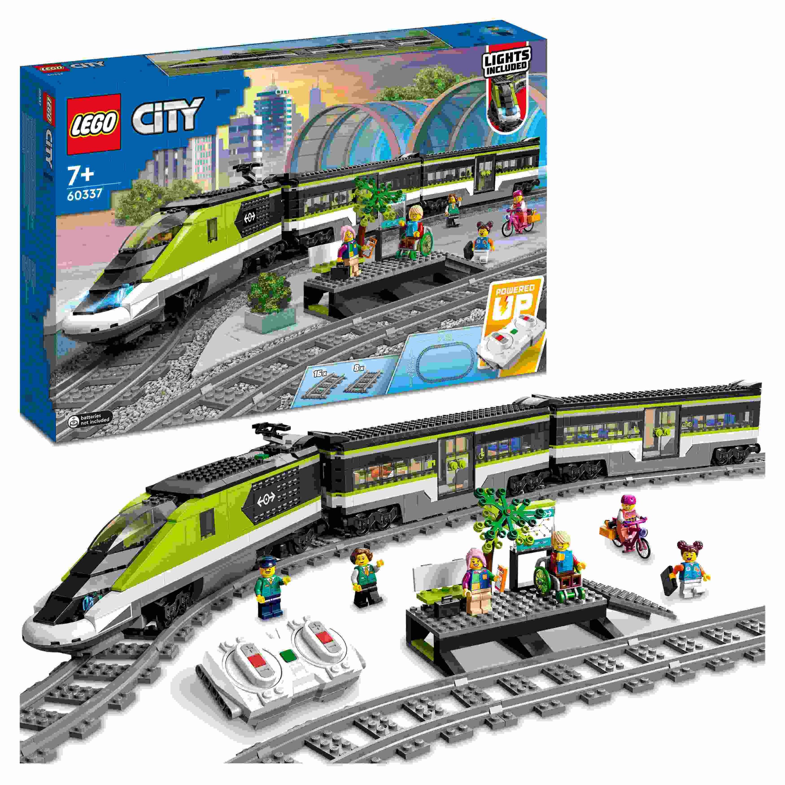 Lego city 60337 treno passeggeri espresso, con locomotiva giocattolo telecomandata con luci e binari, giochi per bambini - LEGO CITY, Lego