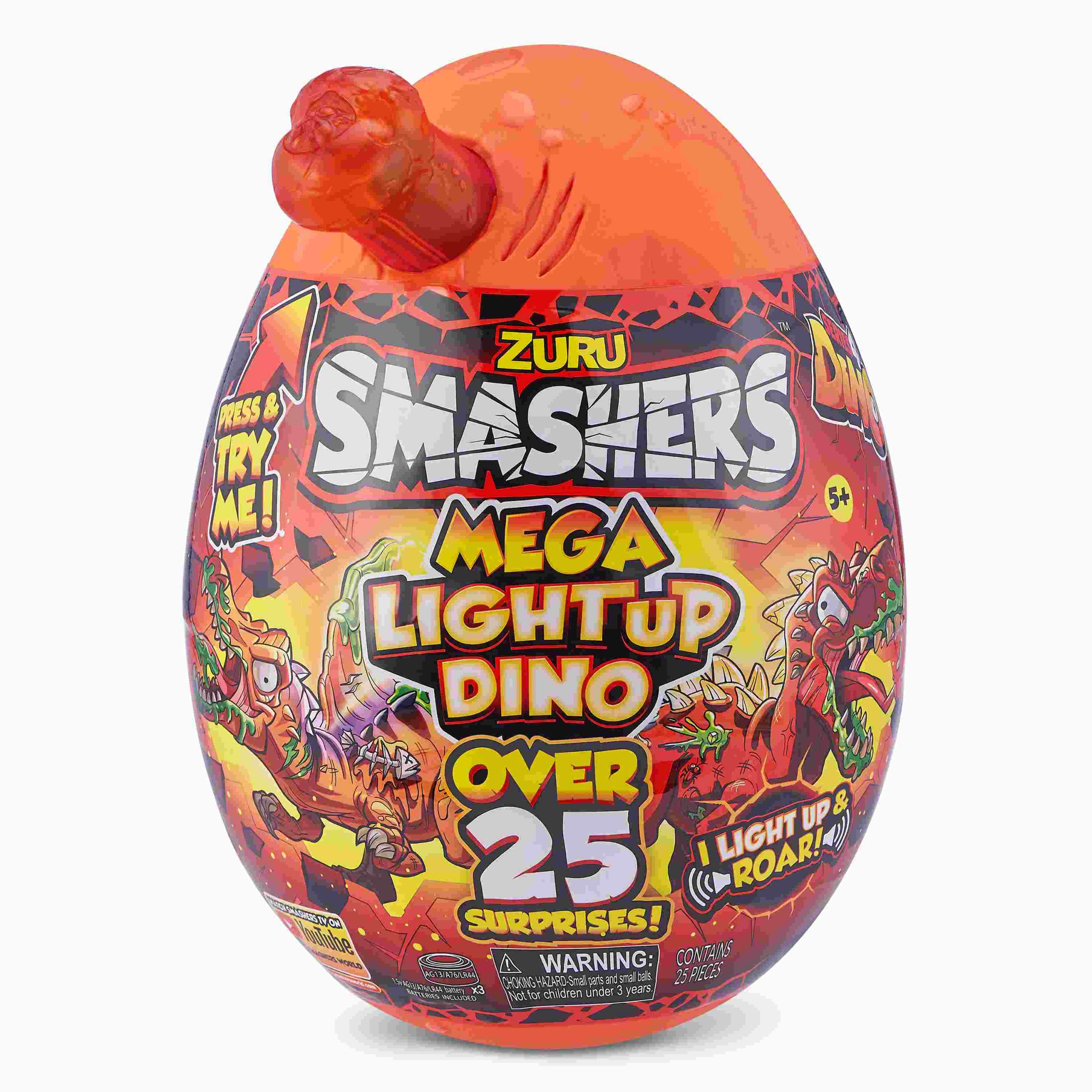 Smashers collezionabile - mega light up dino egg con dinosauro da montare luci e suoni e tante sorprese - 